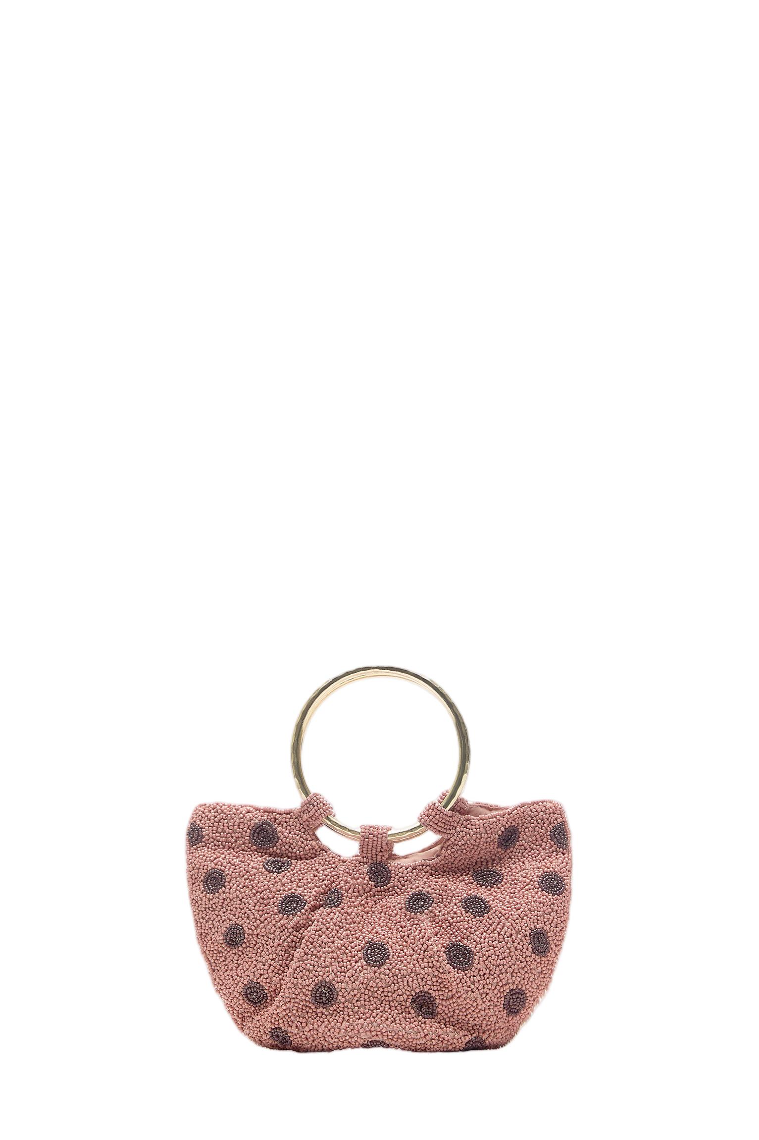 Puantiye desenli metal saplı çanta - Görsel 26