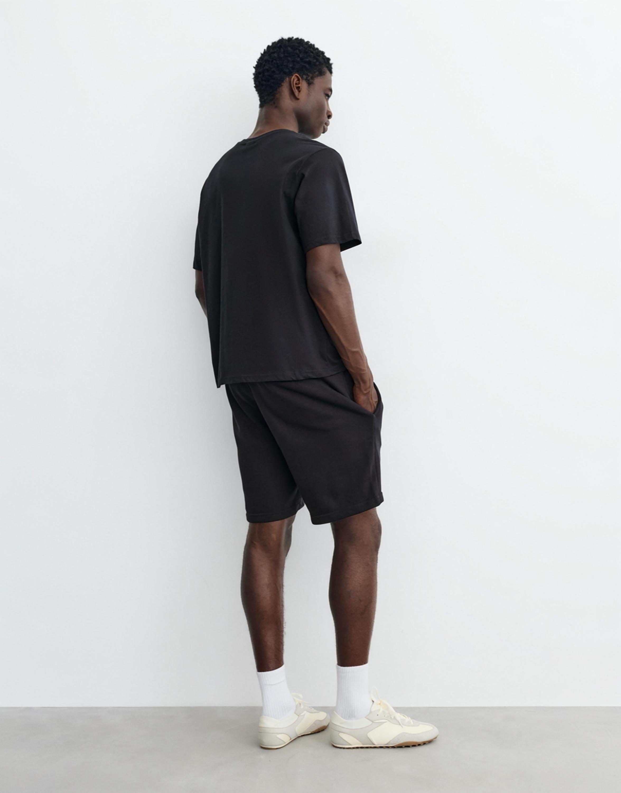 Pack of Bermuda jogger shorts and T-shirt — Dark navy