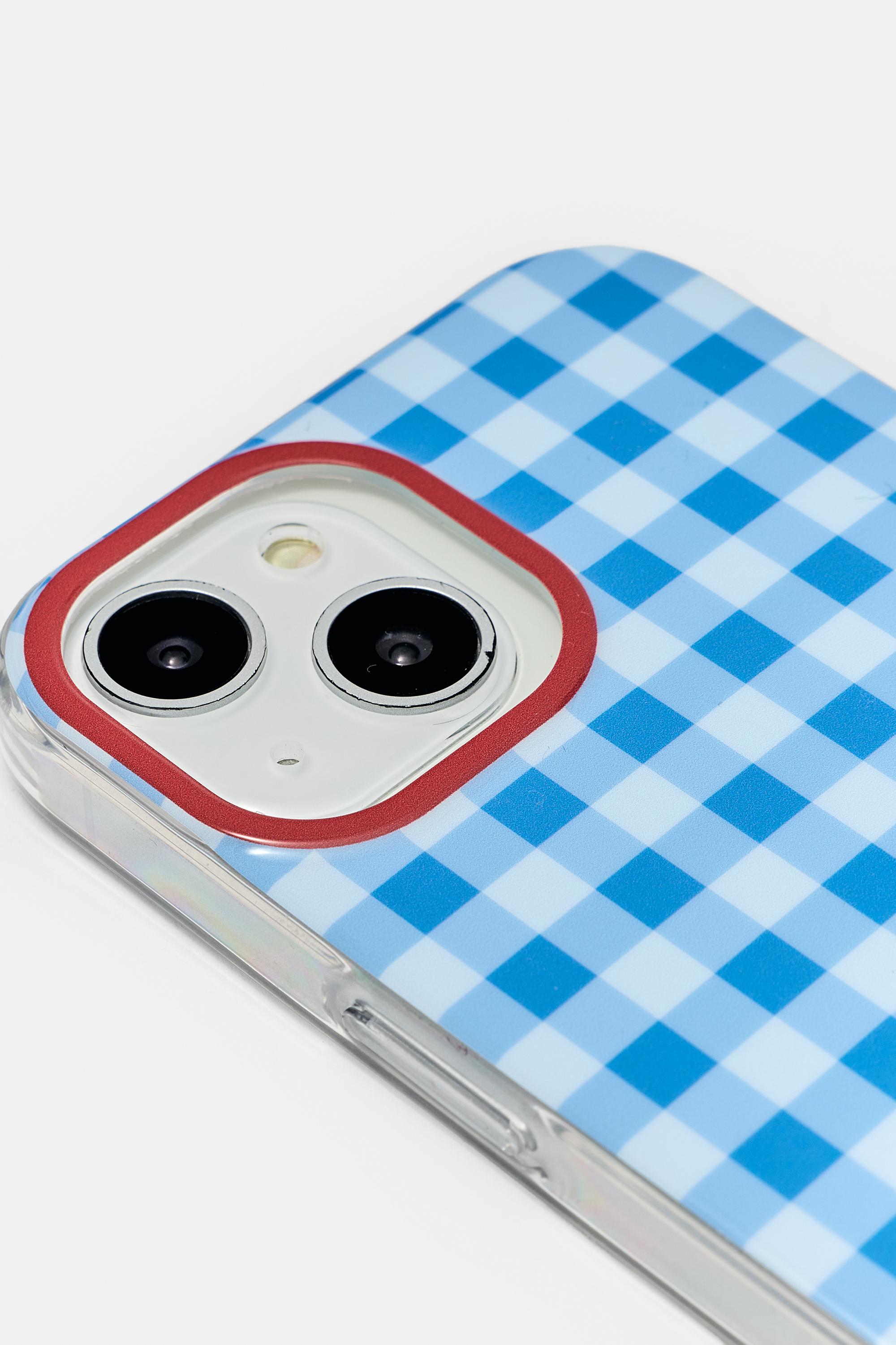 Gingham iPhone case — Pale blue