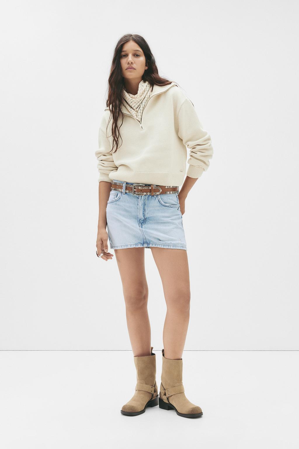 Ripped denim mini skirt PULL&BEAR