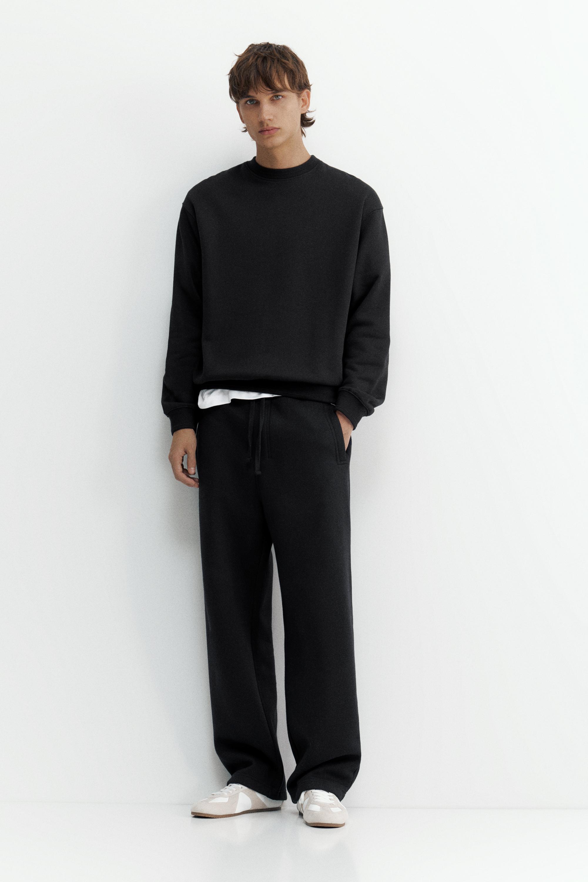 Relaxed fit round neck sweatshirt — Black