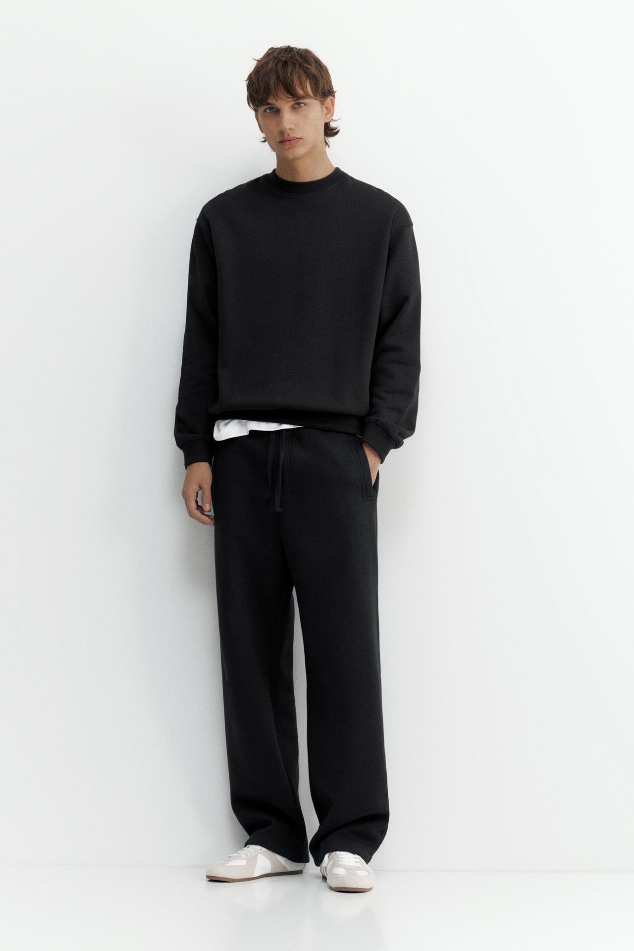 Relaxed fit round neck sweatshirt — Black