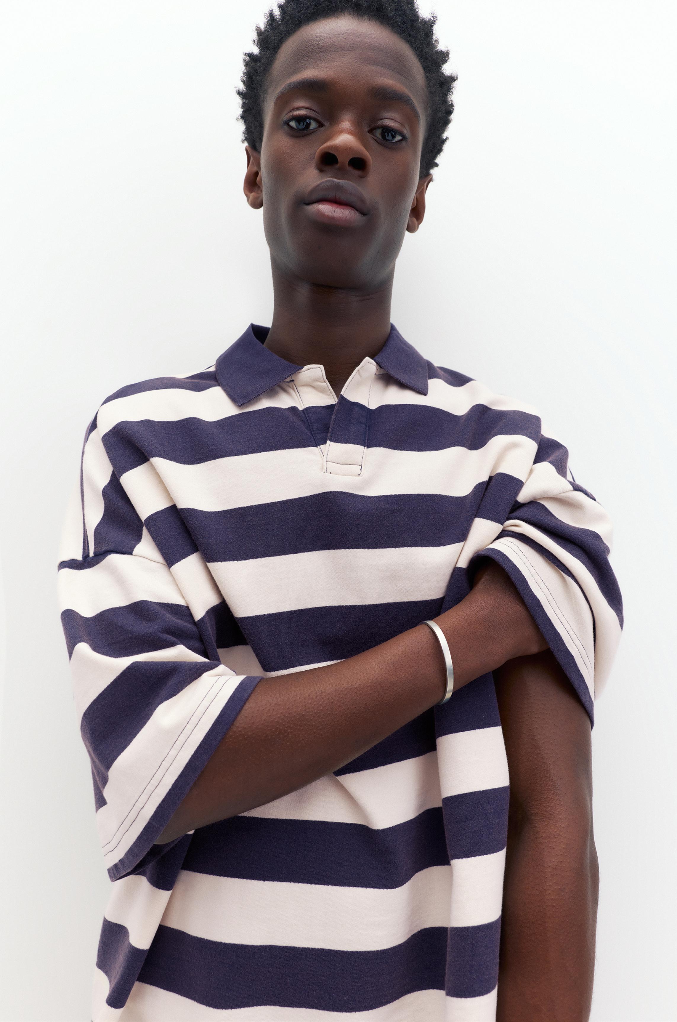 Çizgili boxy polo t-shirt - Görsel 47