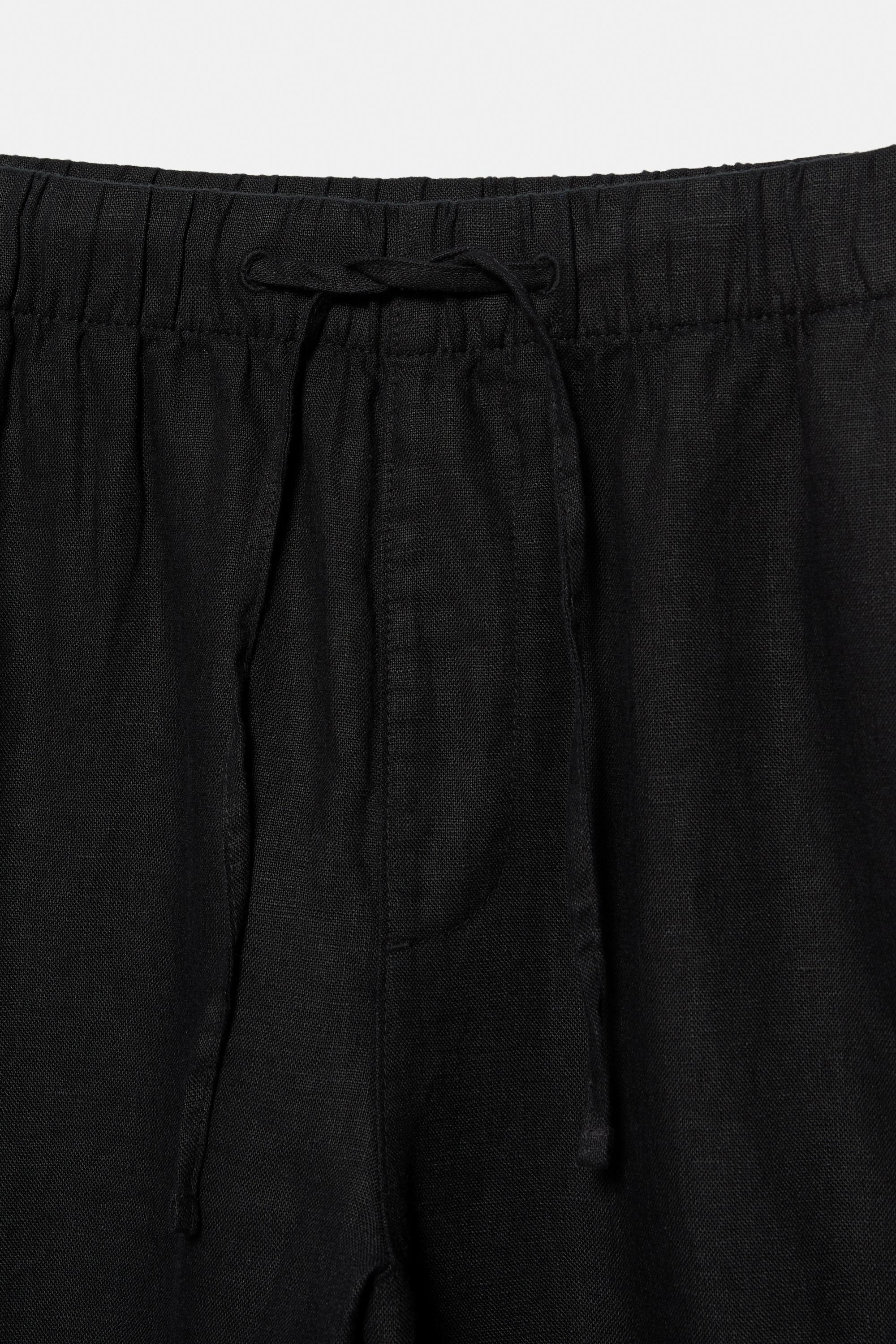 100% linen jogger trousers — Black