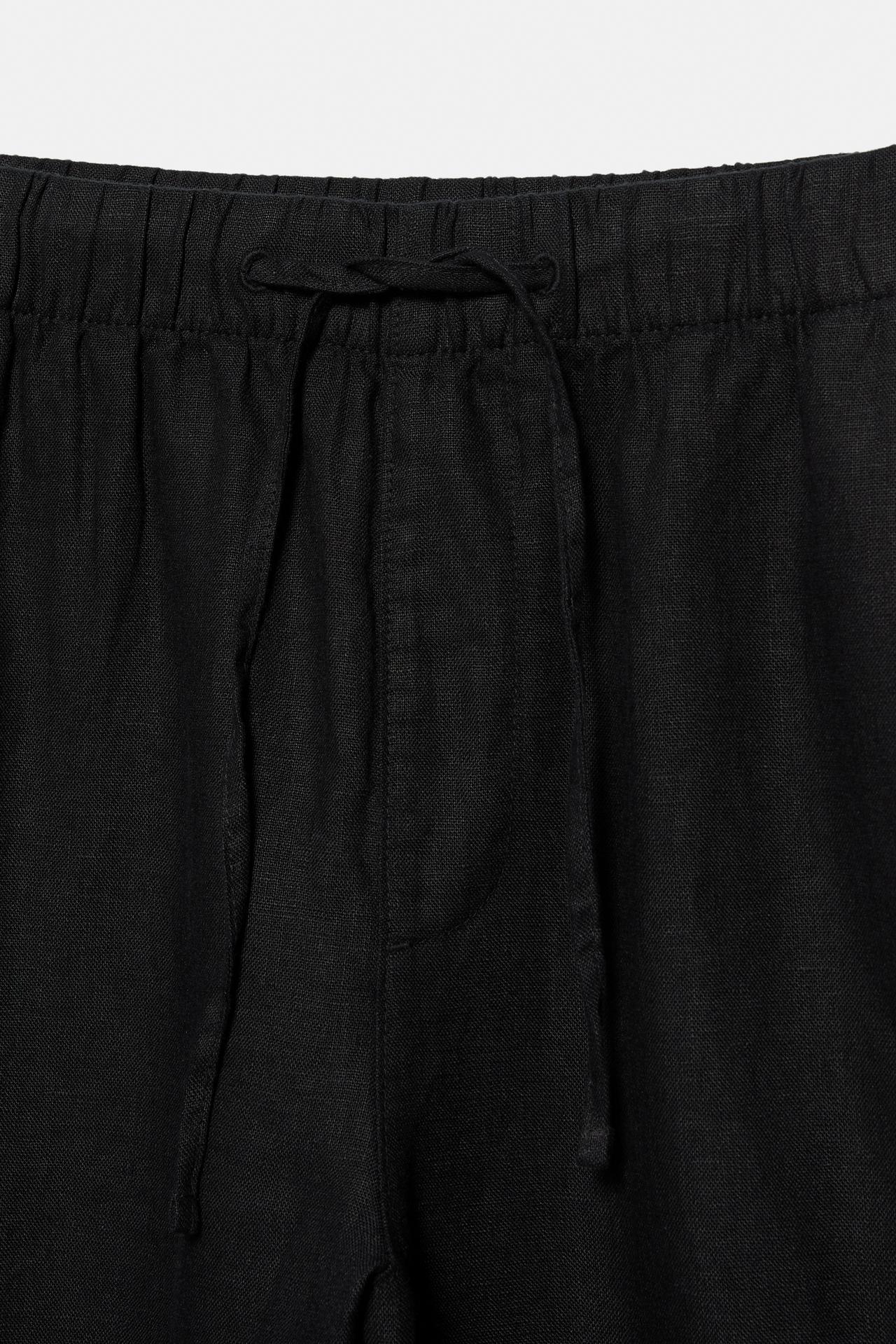 100% linen jogger trousers — Black