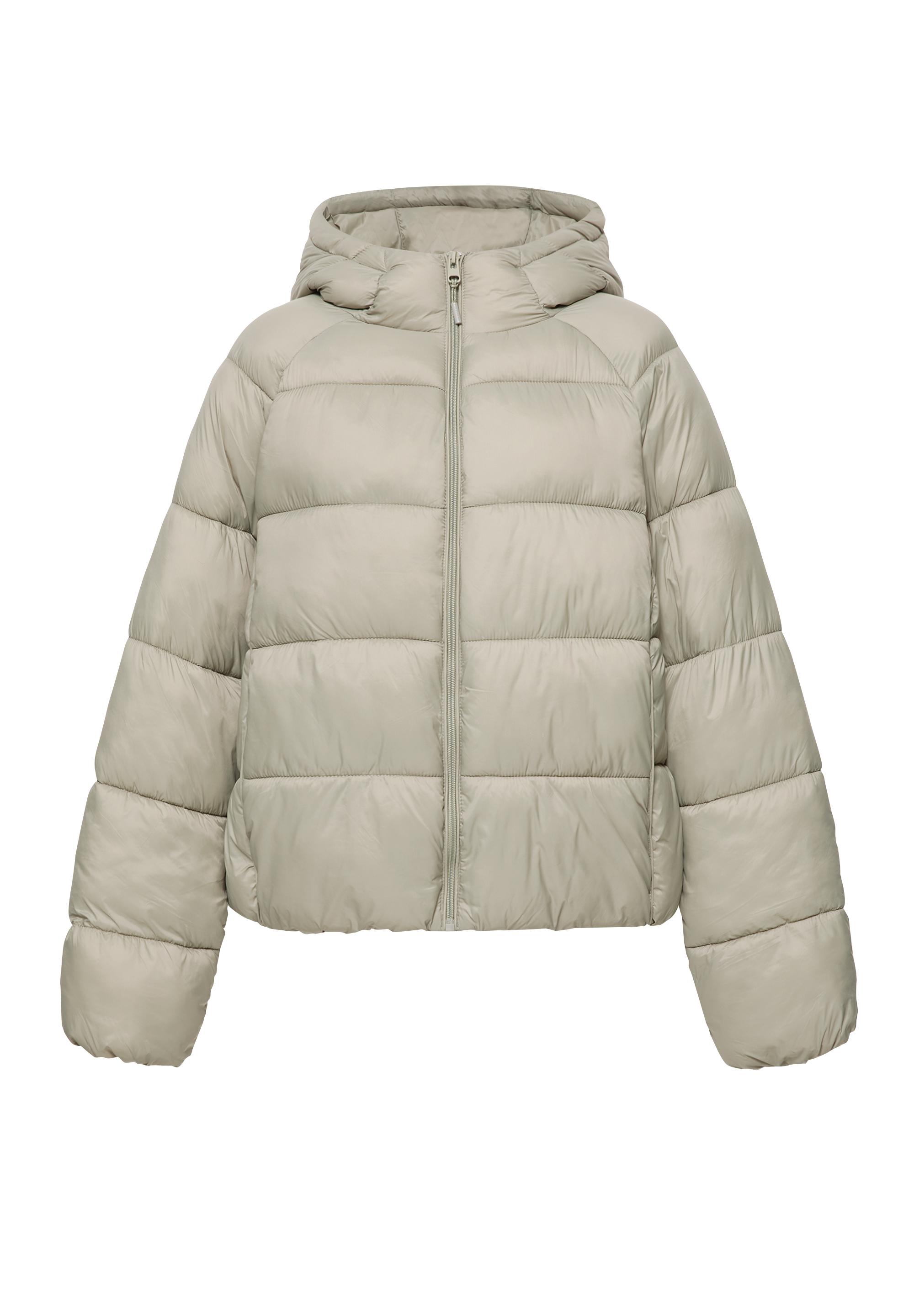 Hooded puffer jacket — Pale khaki