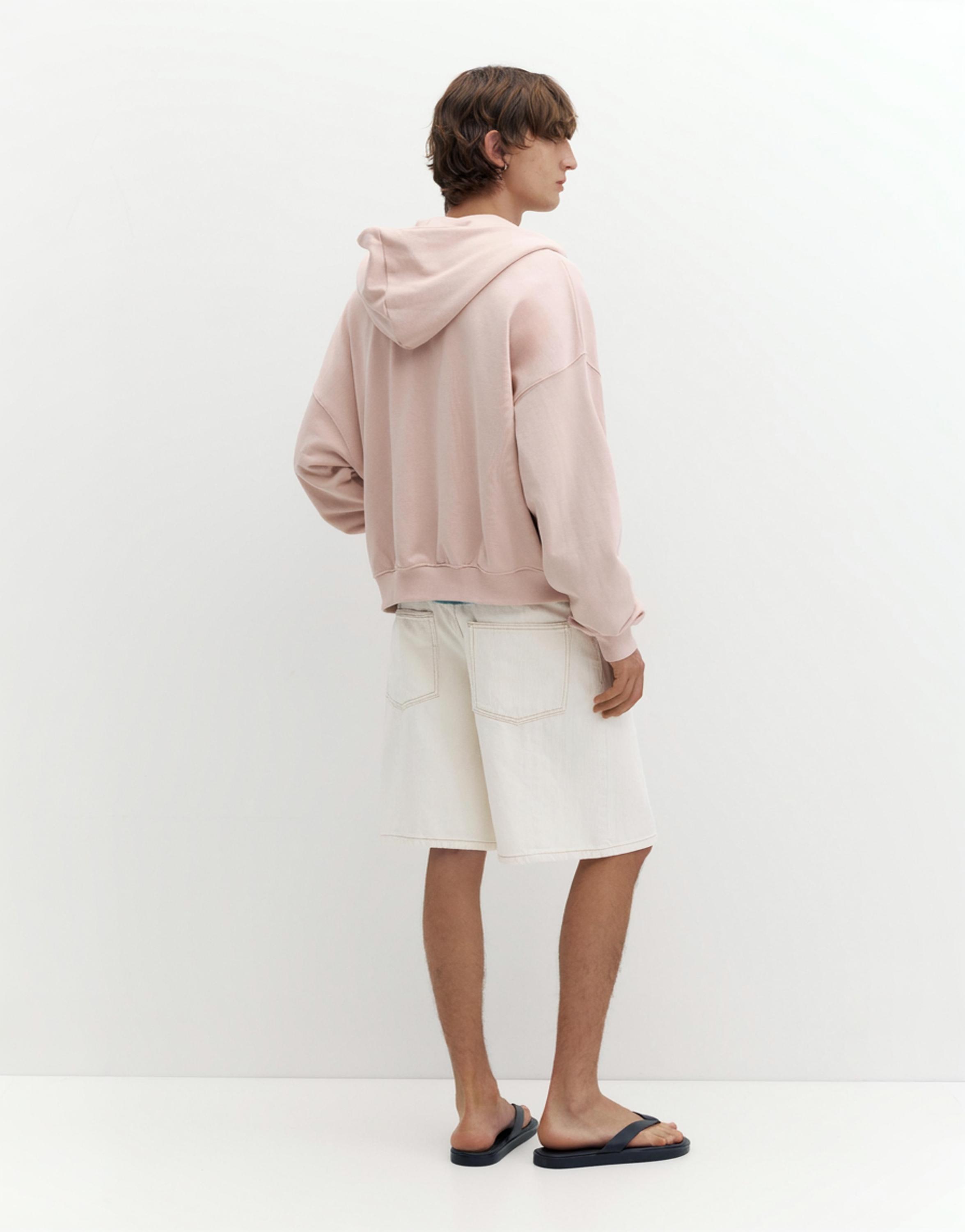 Baggy relaxed denim Bermuda shorts — White
