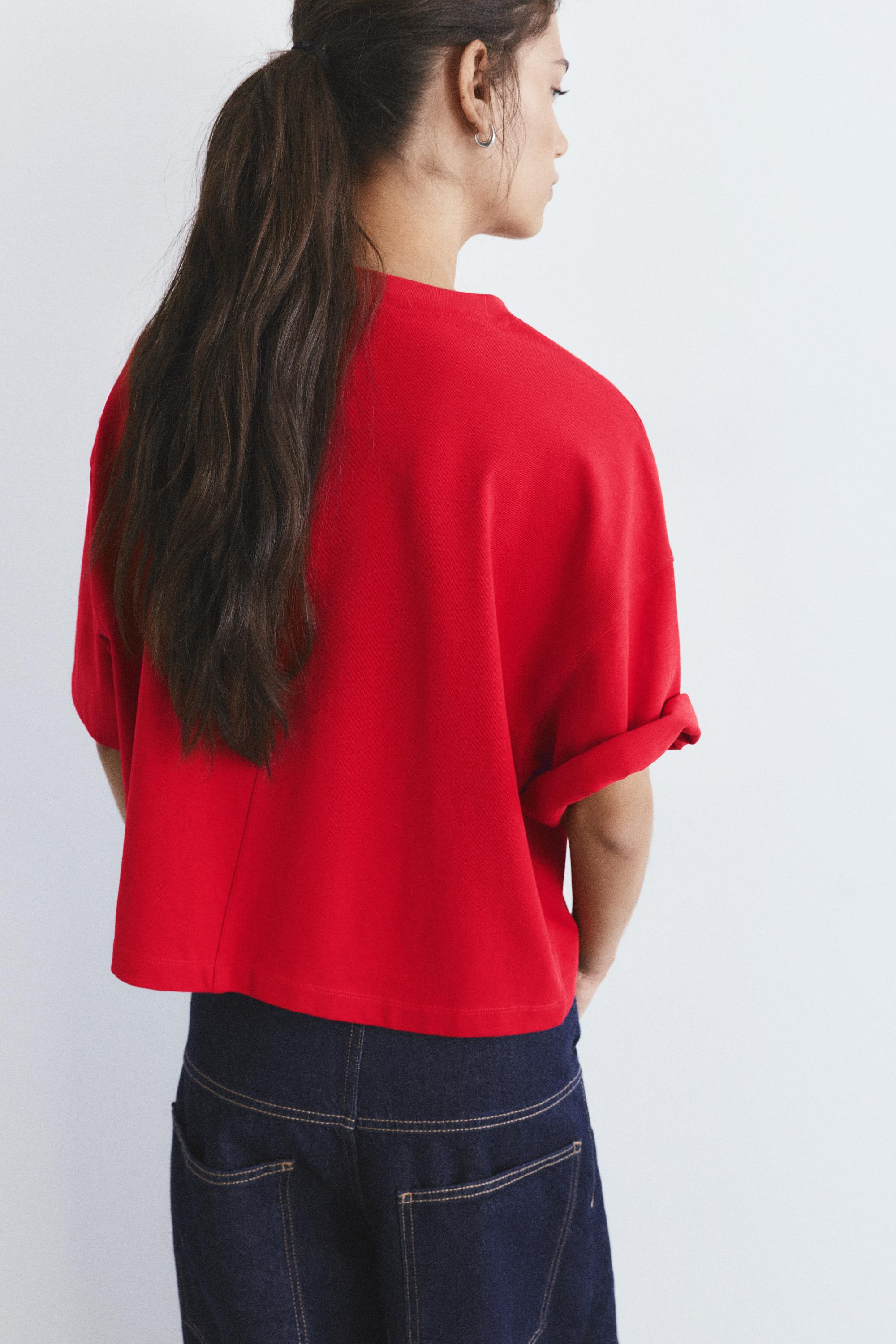 Kısa kollu kutu kesim t-shirt - Görsel 70