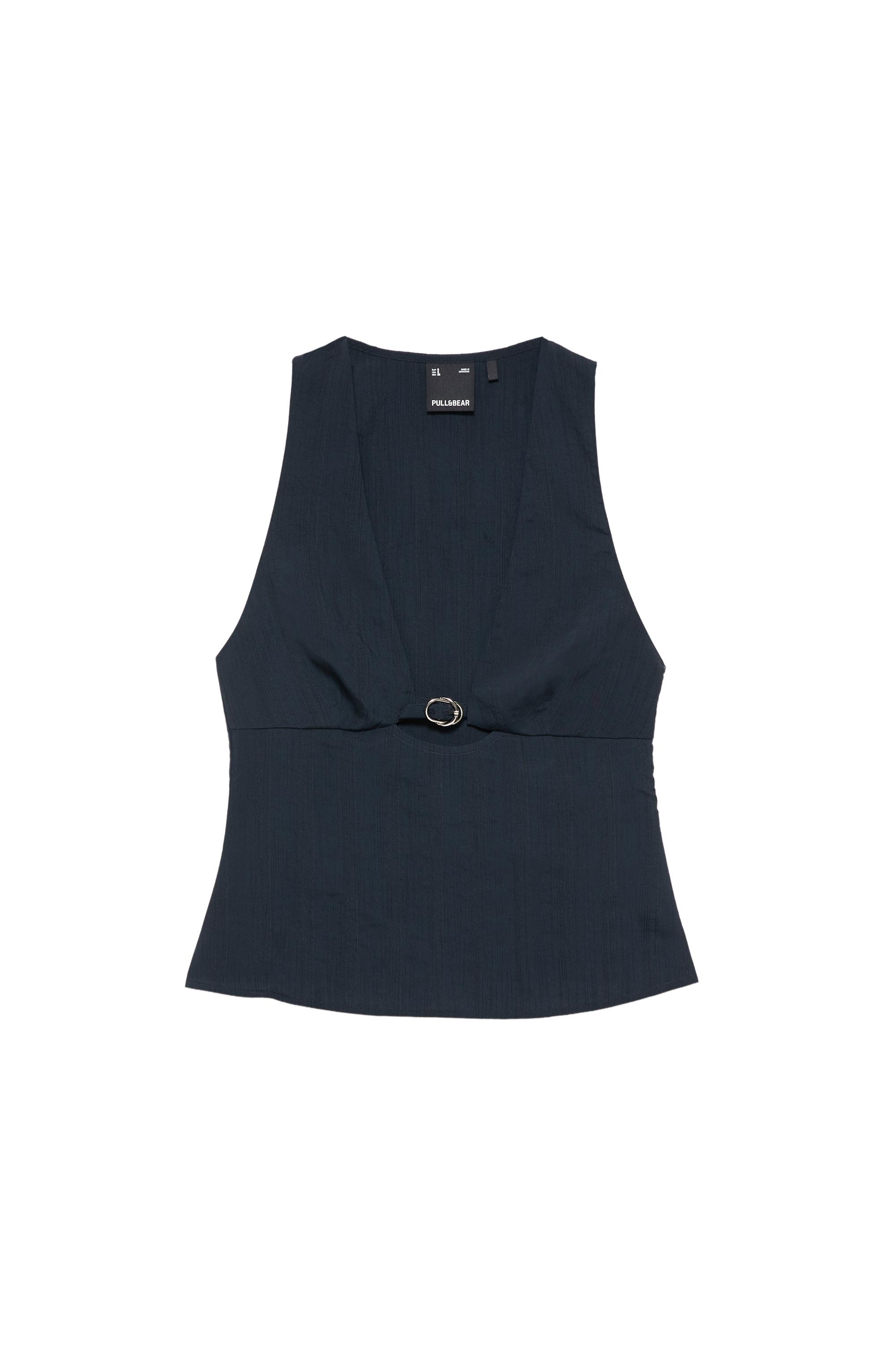 Pull&Bear Toka detaylı kolsuz top görsel 4