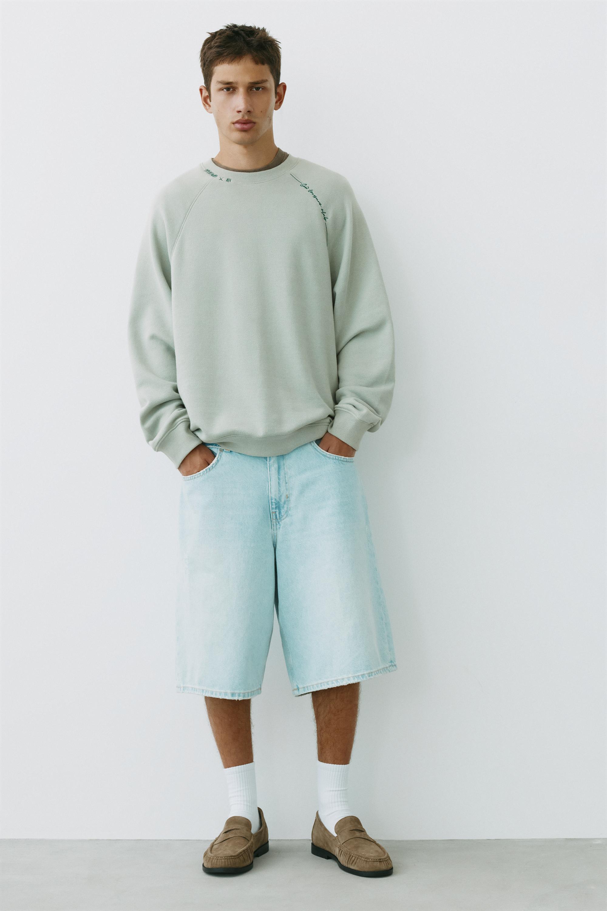 Washed effect raglan sweatshirt — Pale mint green