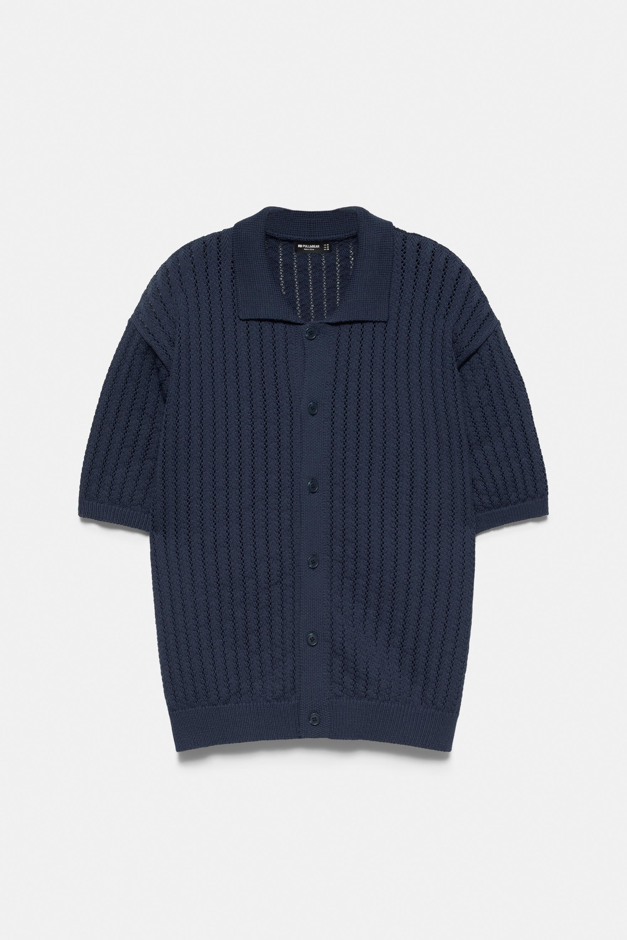 Cutwork knit shirt — Dark blue