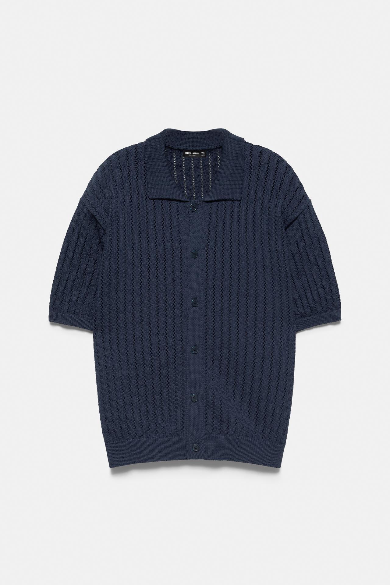 Cutwork knit shirt — Dark blue
