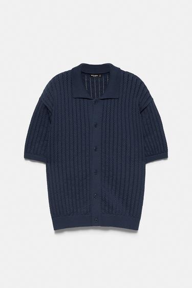 Cutwork knit shirt — Dark blue 4