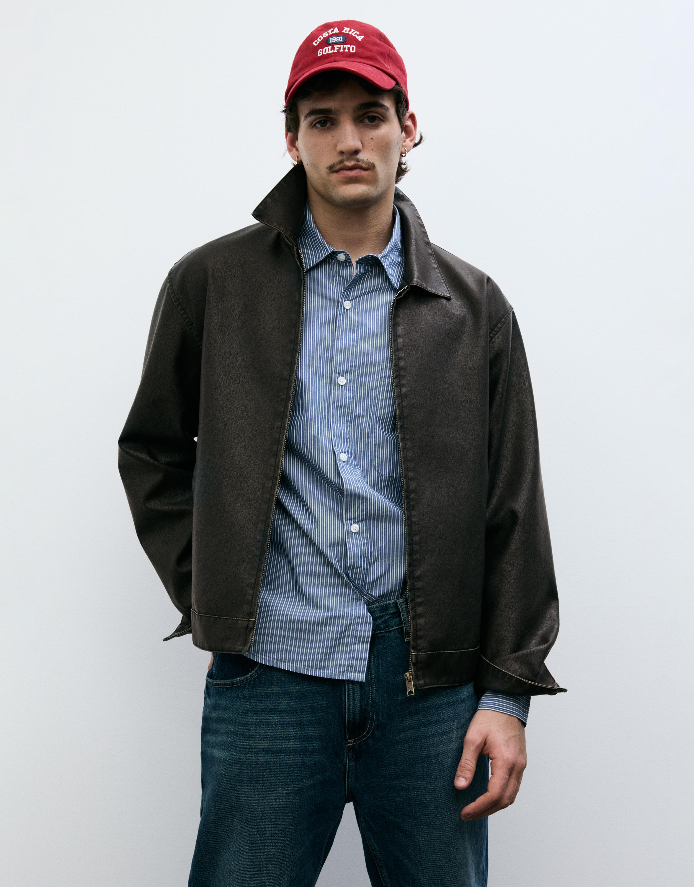 Yıkanmış suni deri ceket - Görsel 52