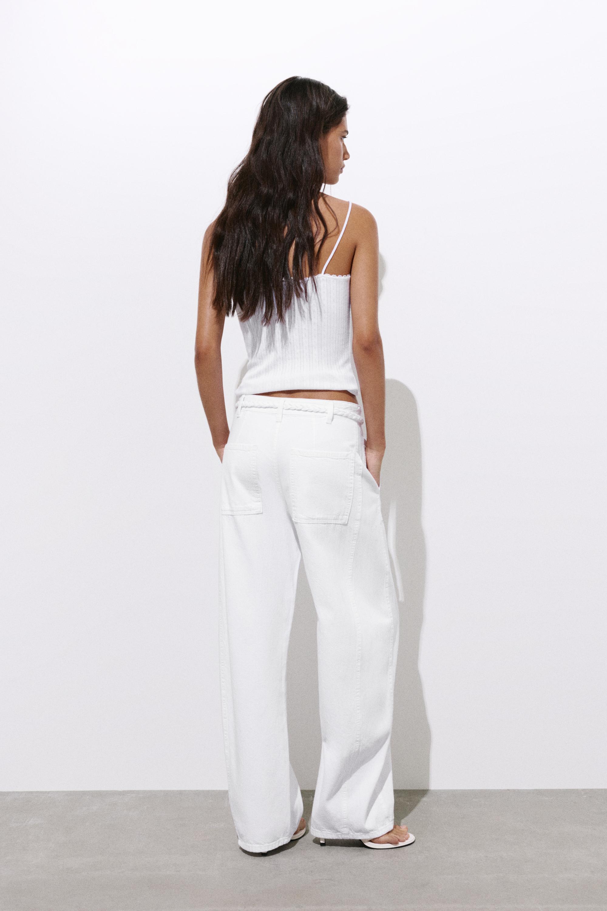Balloon jeans with drawstring — White