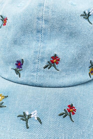 Embroidered floral cap — Black 4