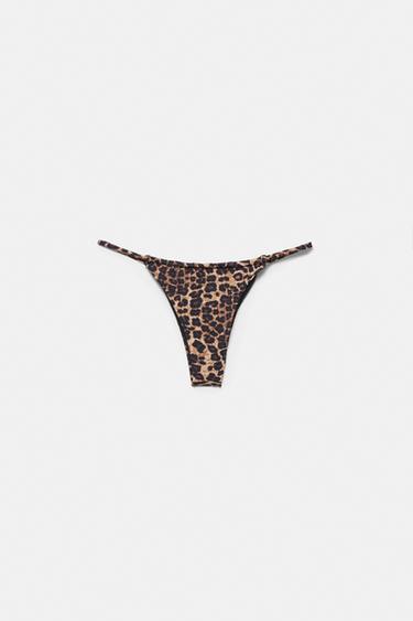 Leopard print gathered bikini bottoms — Brown 4