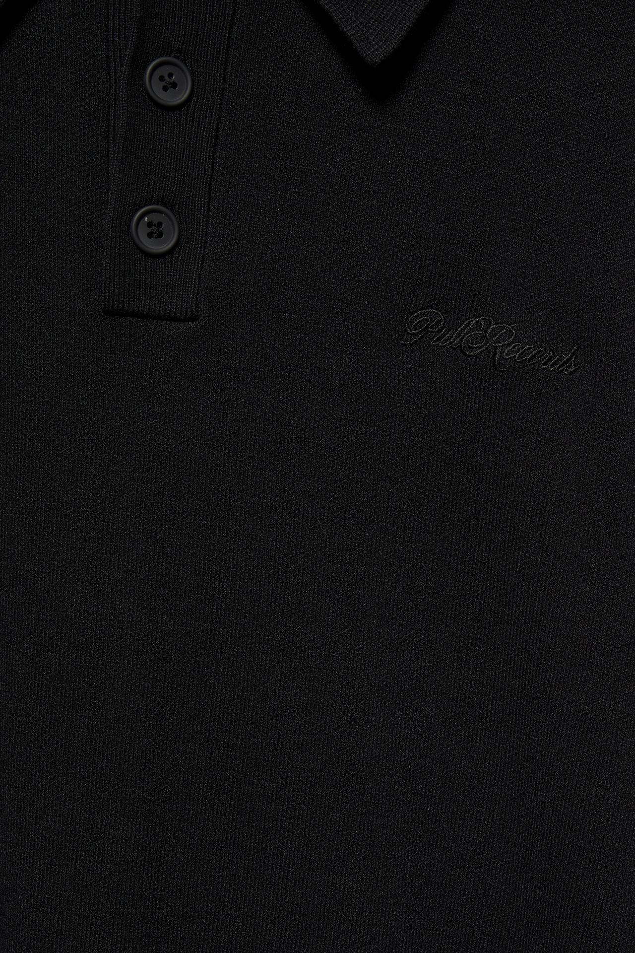 Long sleeve knit polo shirt — Black