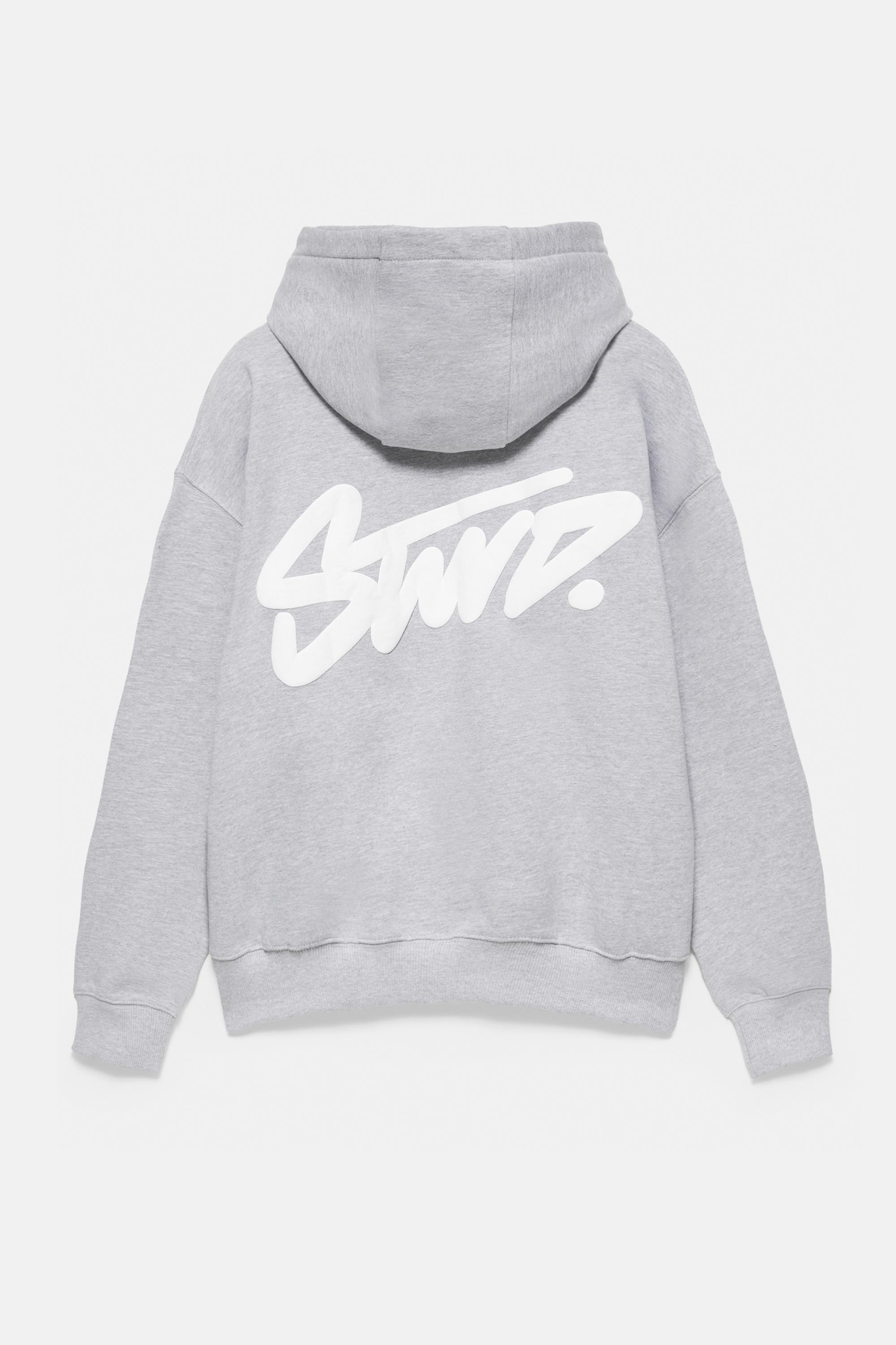 STWD logo boxy hoodie — Grey marl