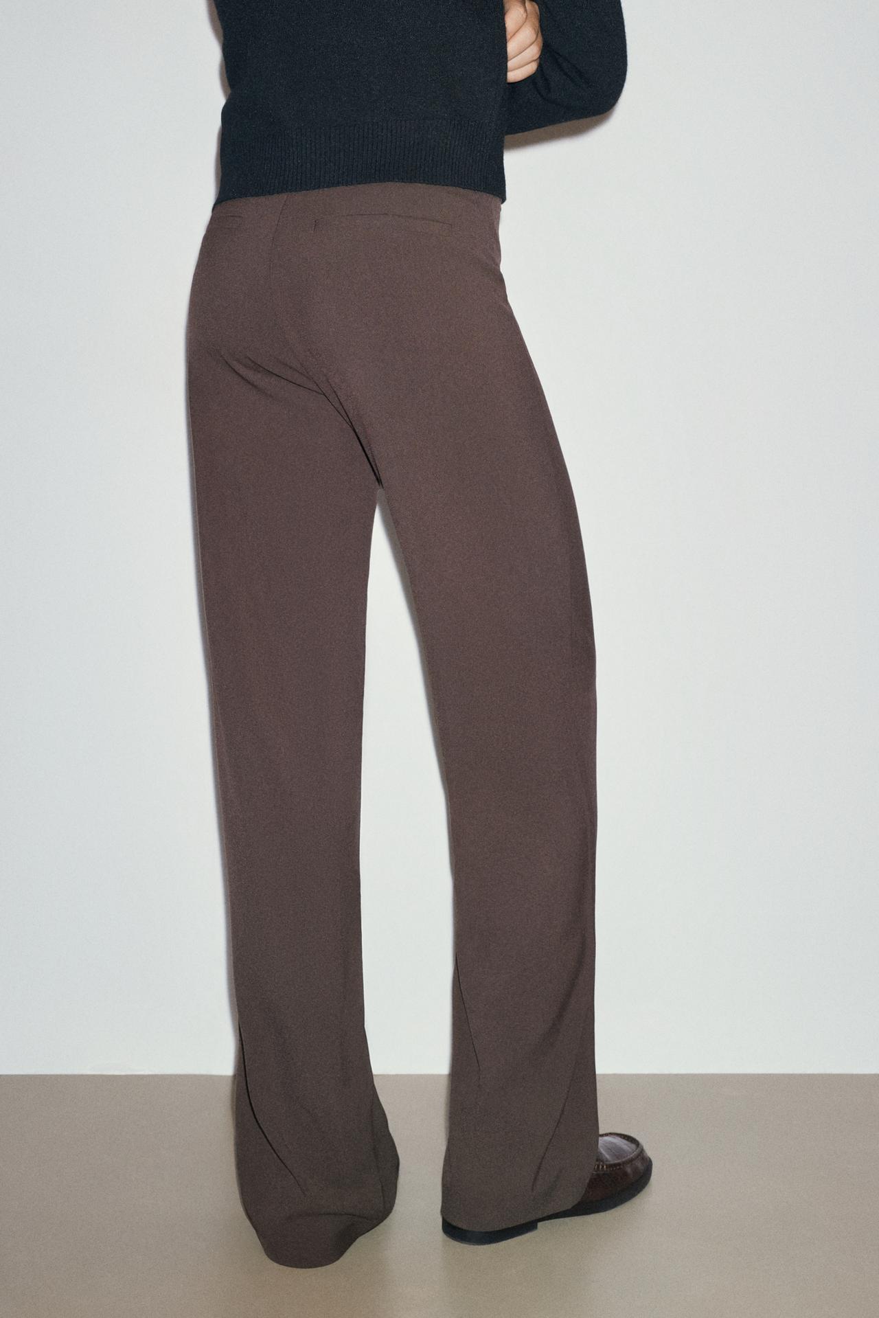 Slim fit straight smart trousers — Brown