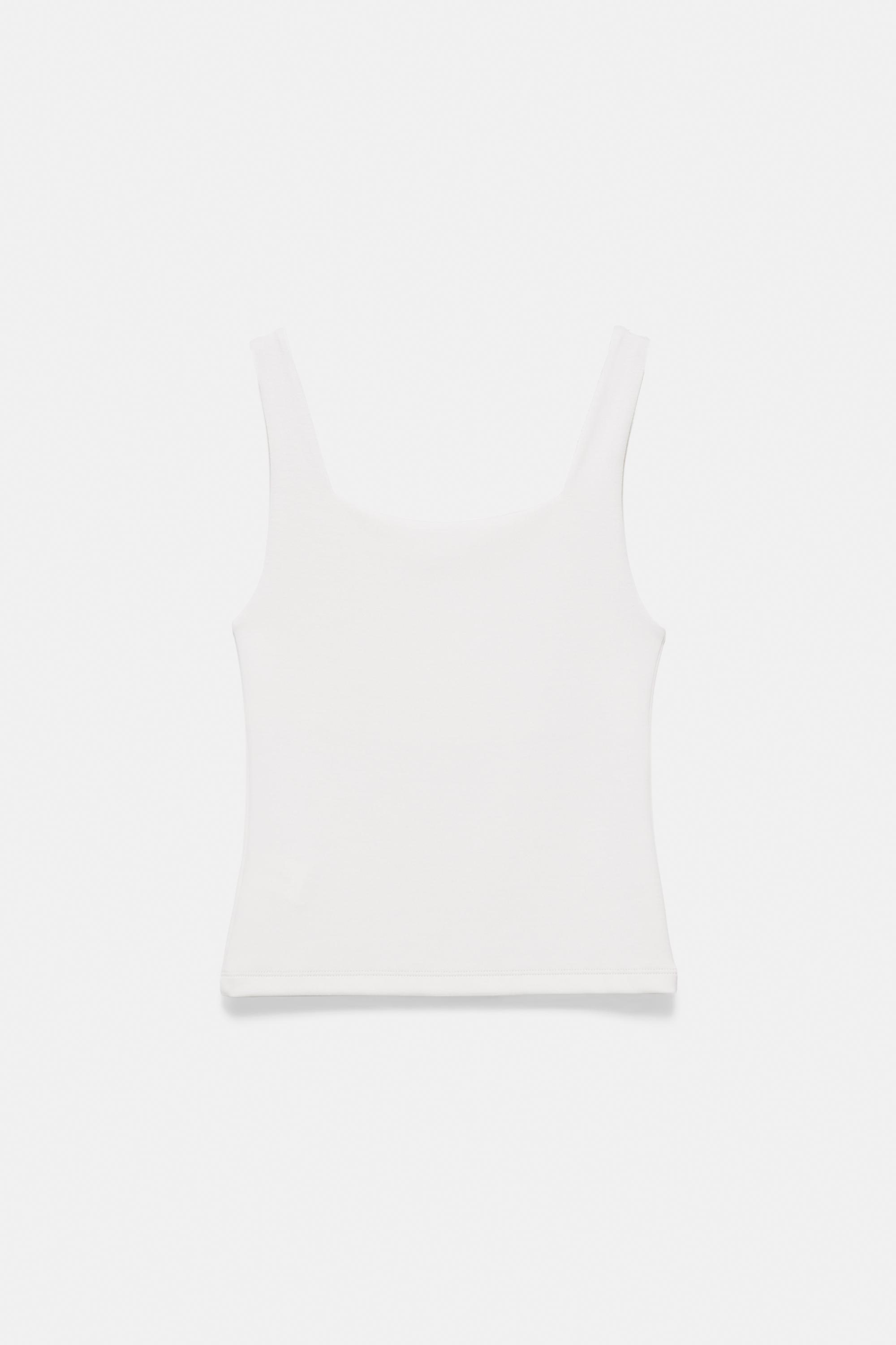Square neck strappy top — Ecru