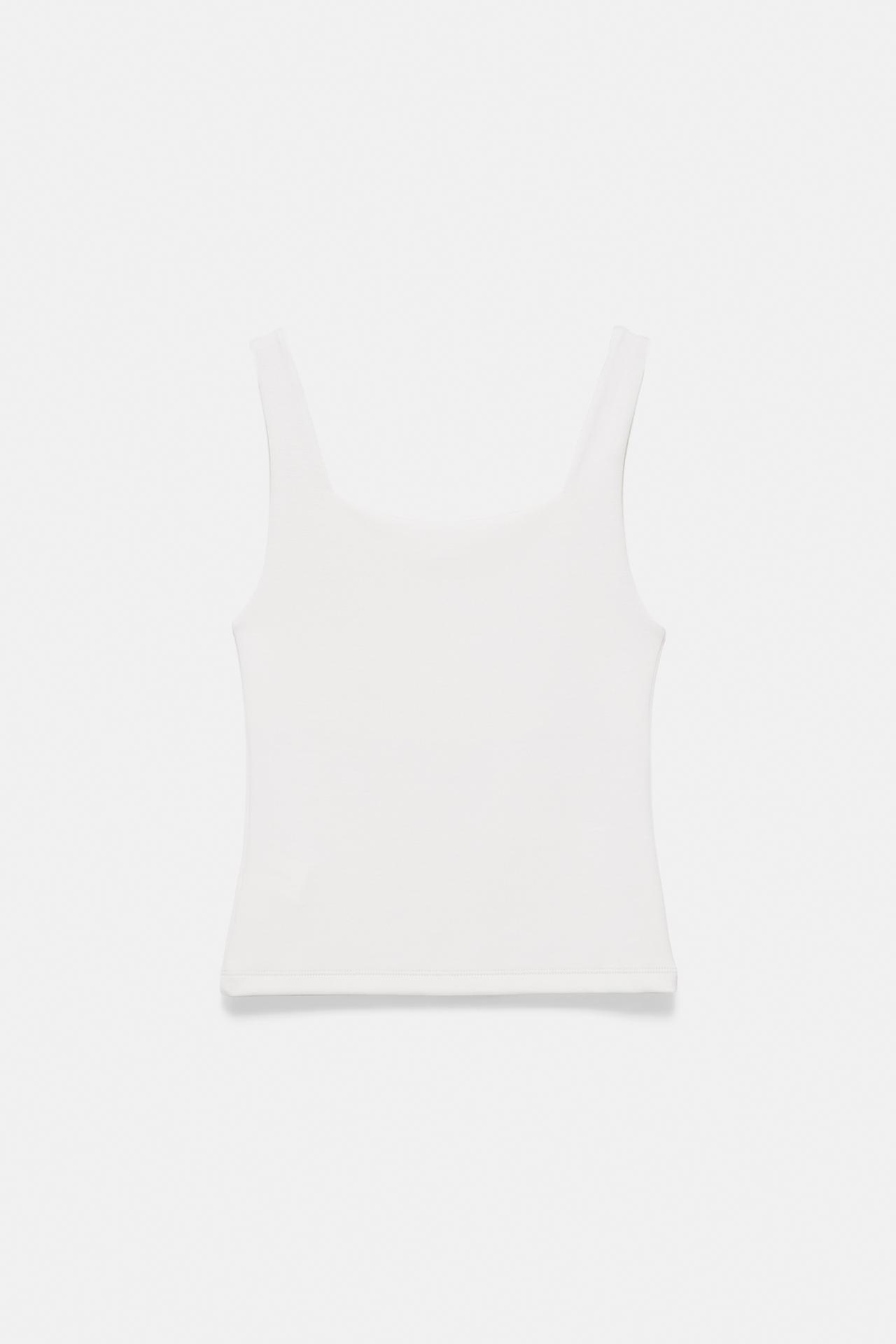 Square neck strappy top — Ecru