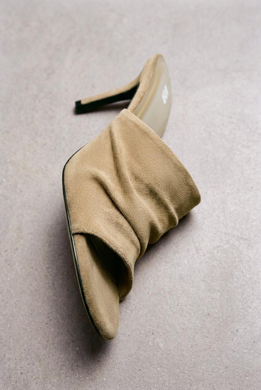 Gathered high-heel sandals — Sand
