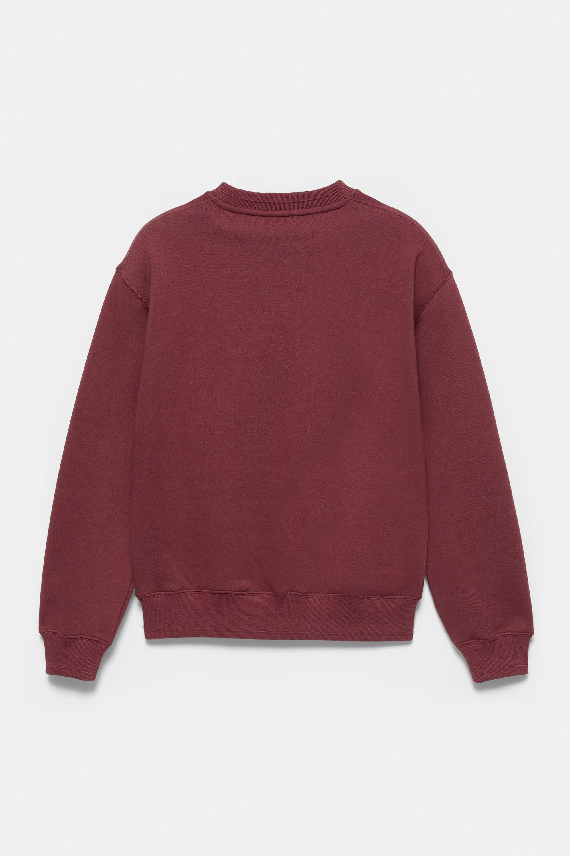 Relaxed fit round neck sweatshirt — Burgundy