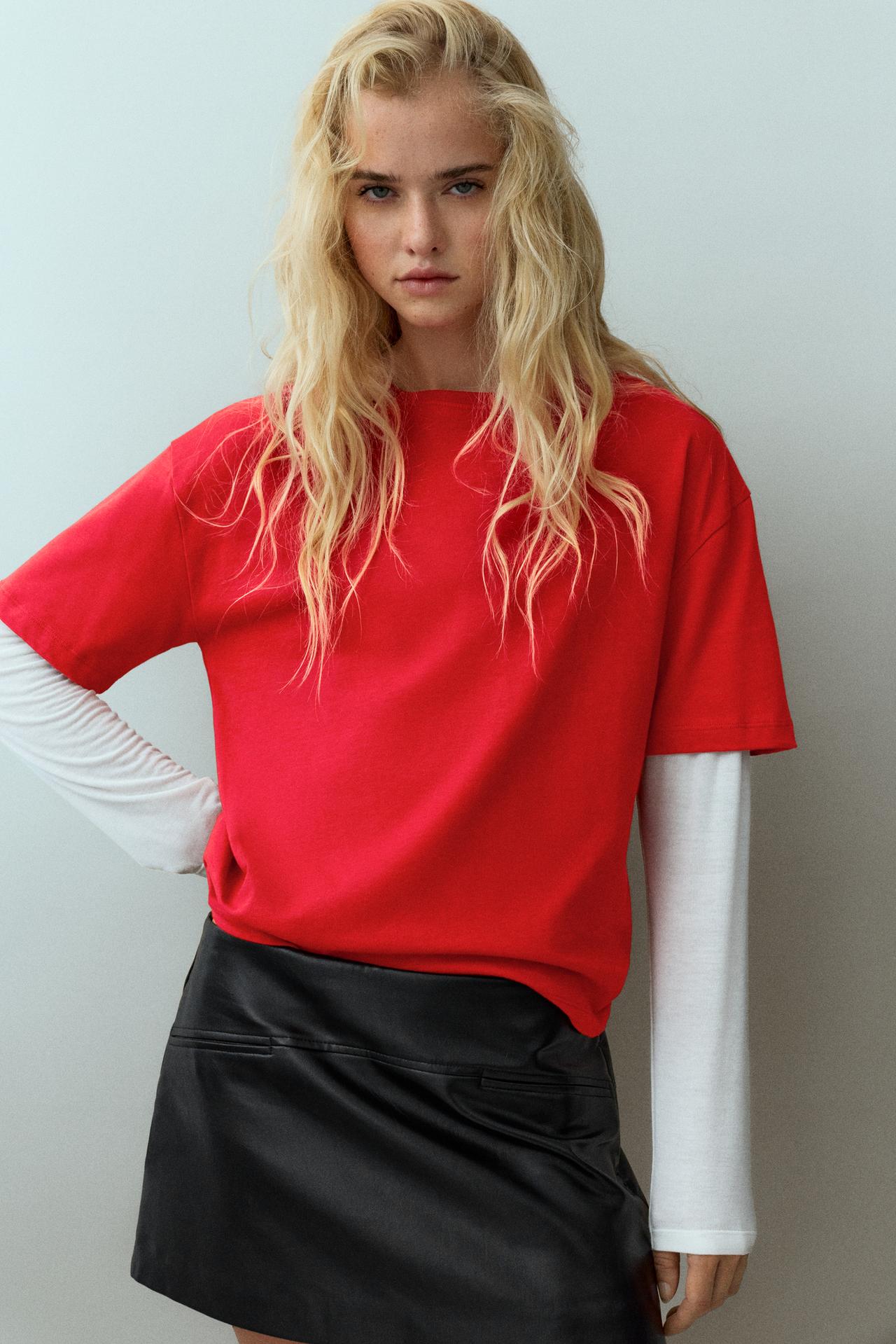 Red double-sleeve T-shirt — Red