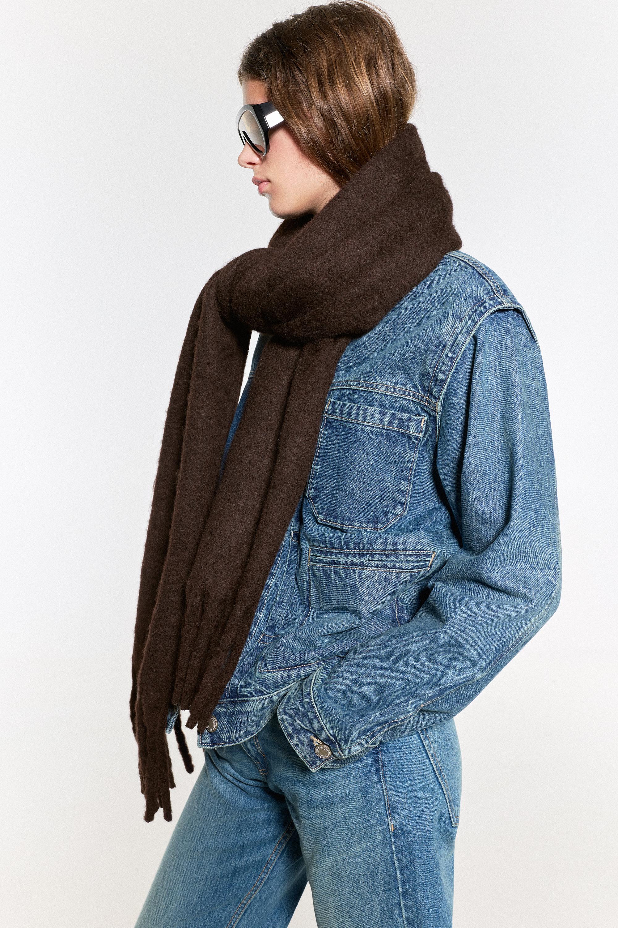 Maxi mohair-effect scarf — Brown