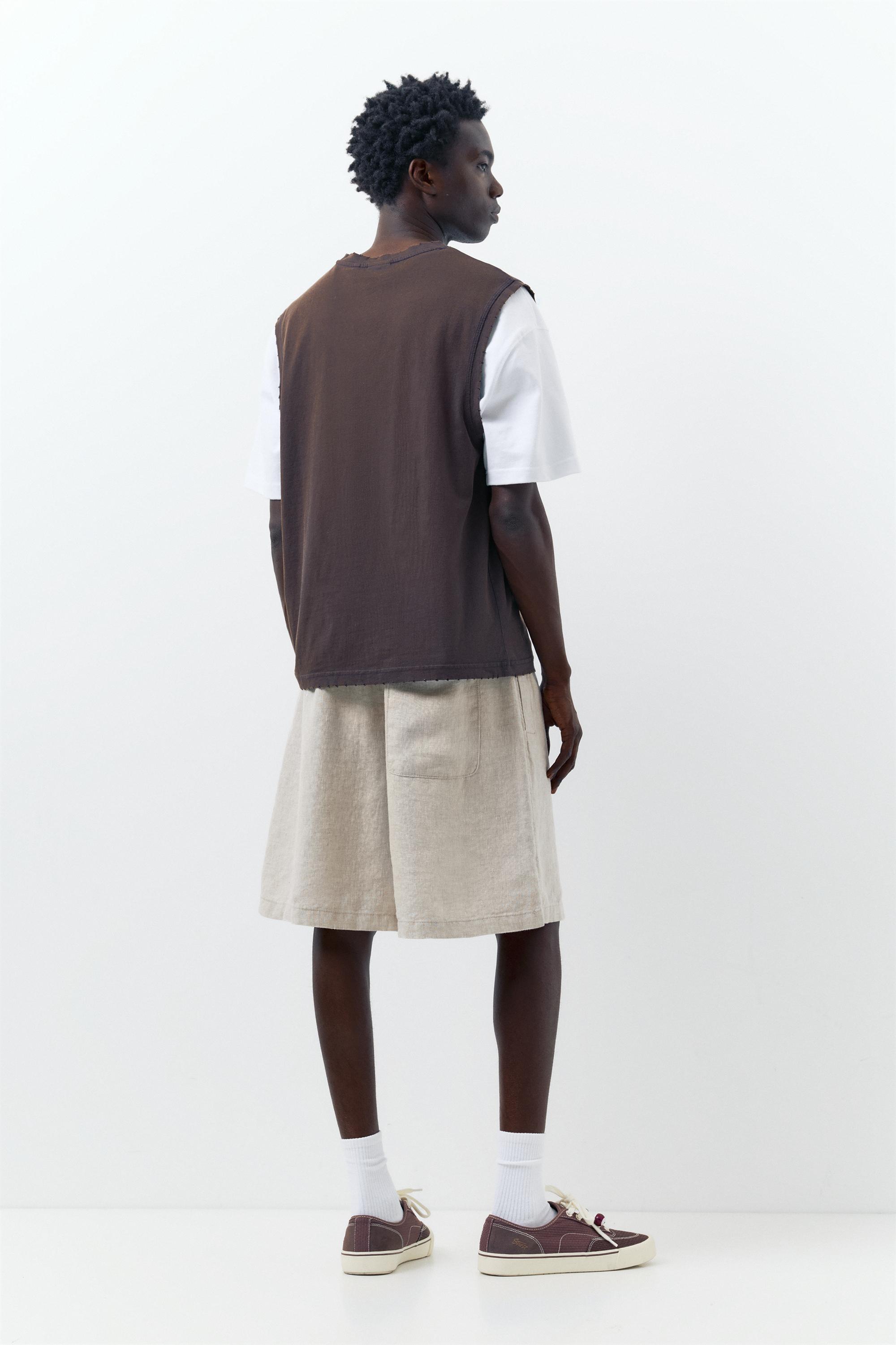 100% linen Bermuda sweat shorts — Beige