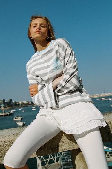Oversize graphic striped T-shirt — Grey marl 1