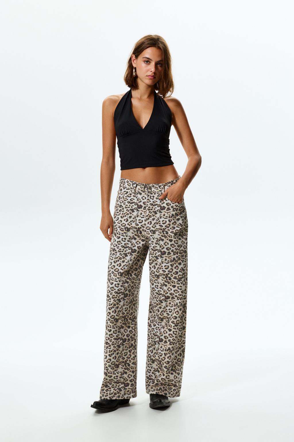 STWD star leopard print baggy jeans PULL&BEAR