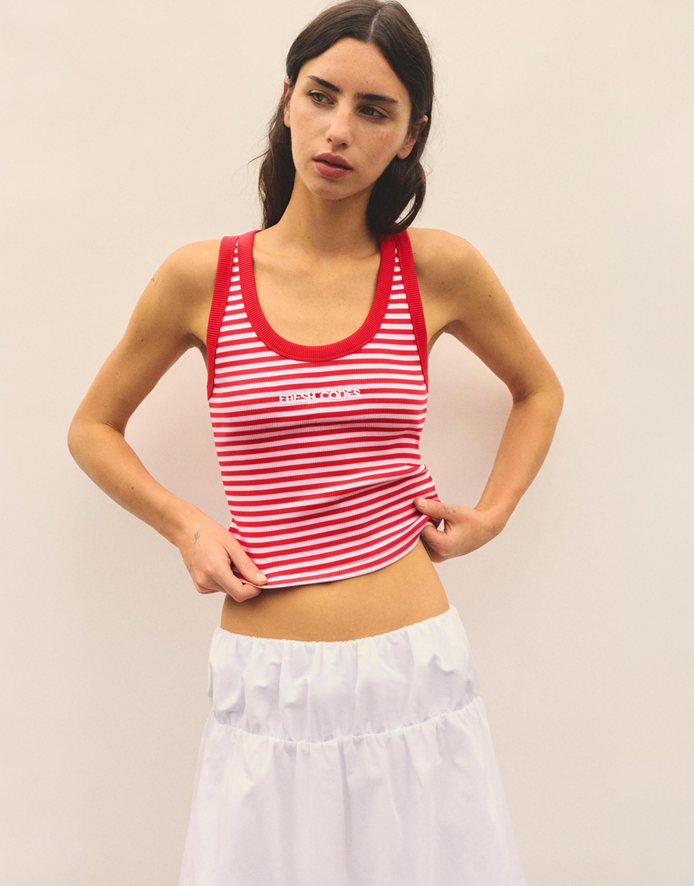 Striped tank top — Pale pink