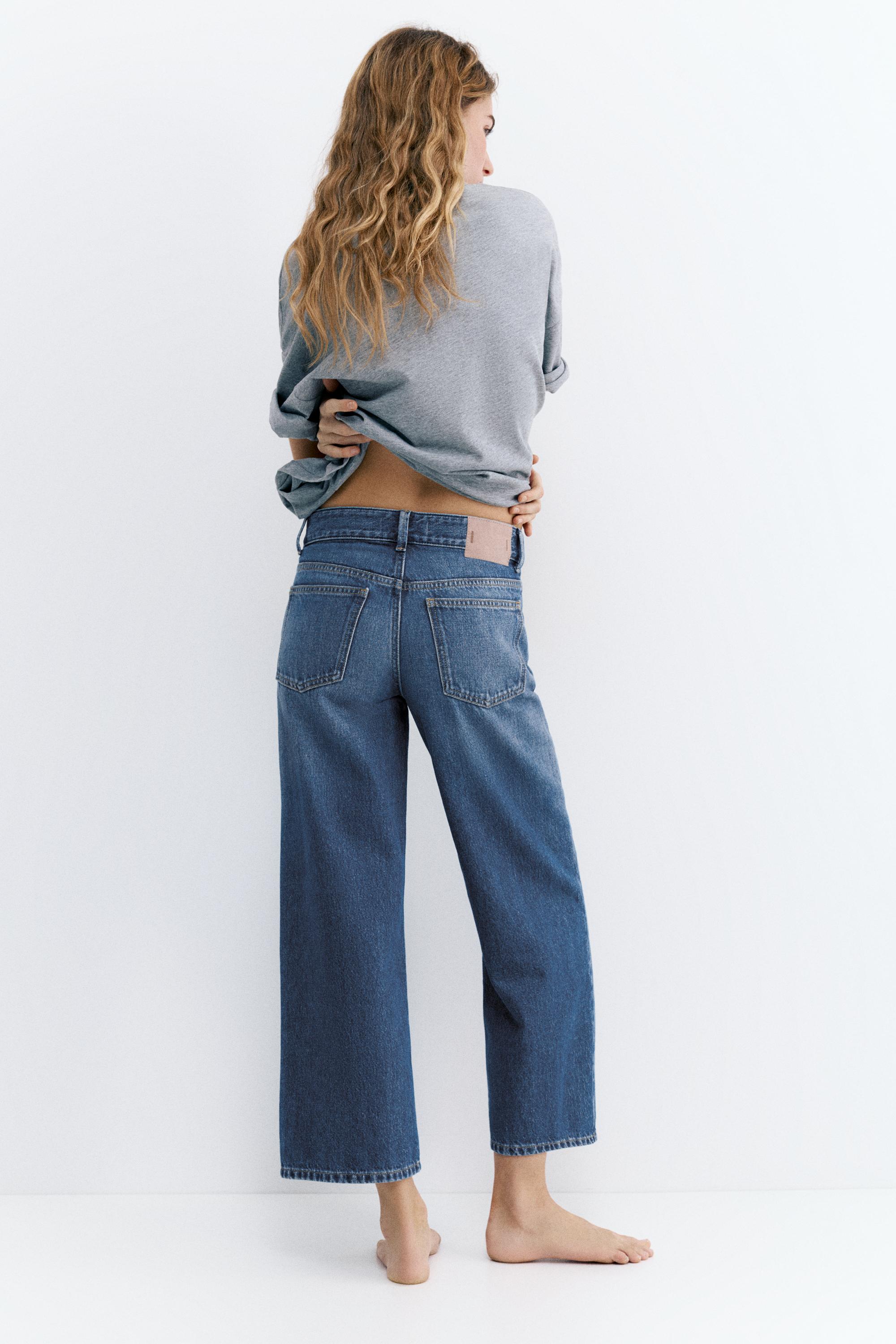 Low-rise culottes jeans — Medium blue