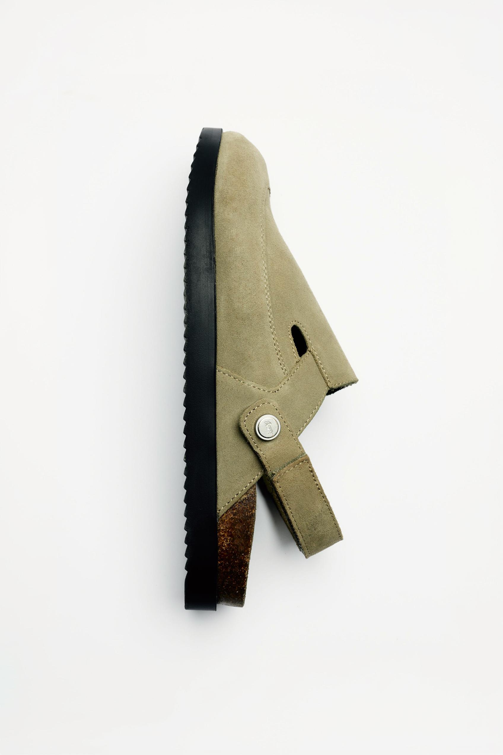STWD leather strap clogs — Khaki