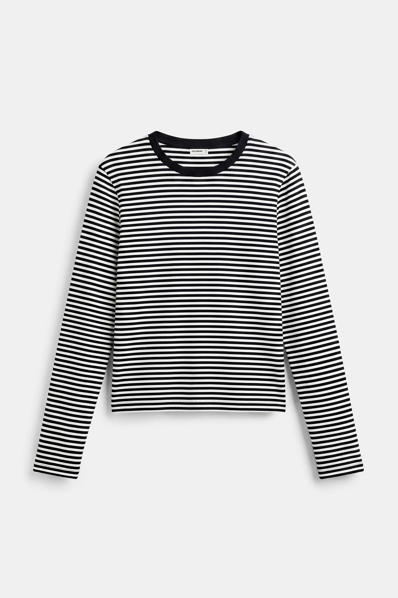 Fitted long sleeve T-shirt — Striped