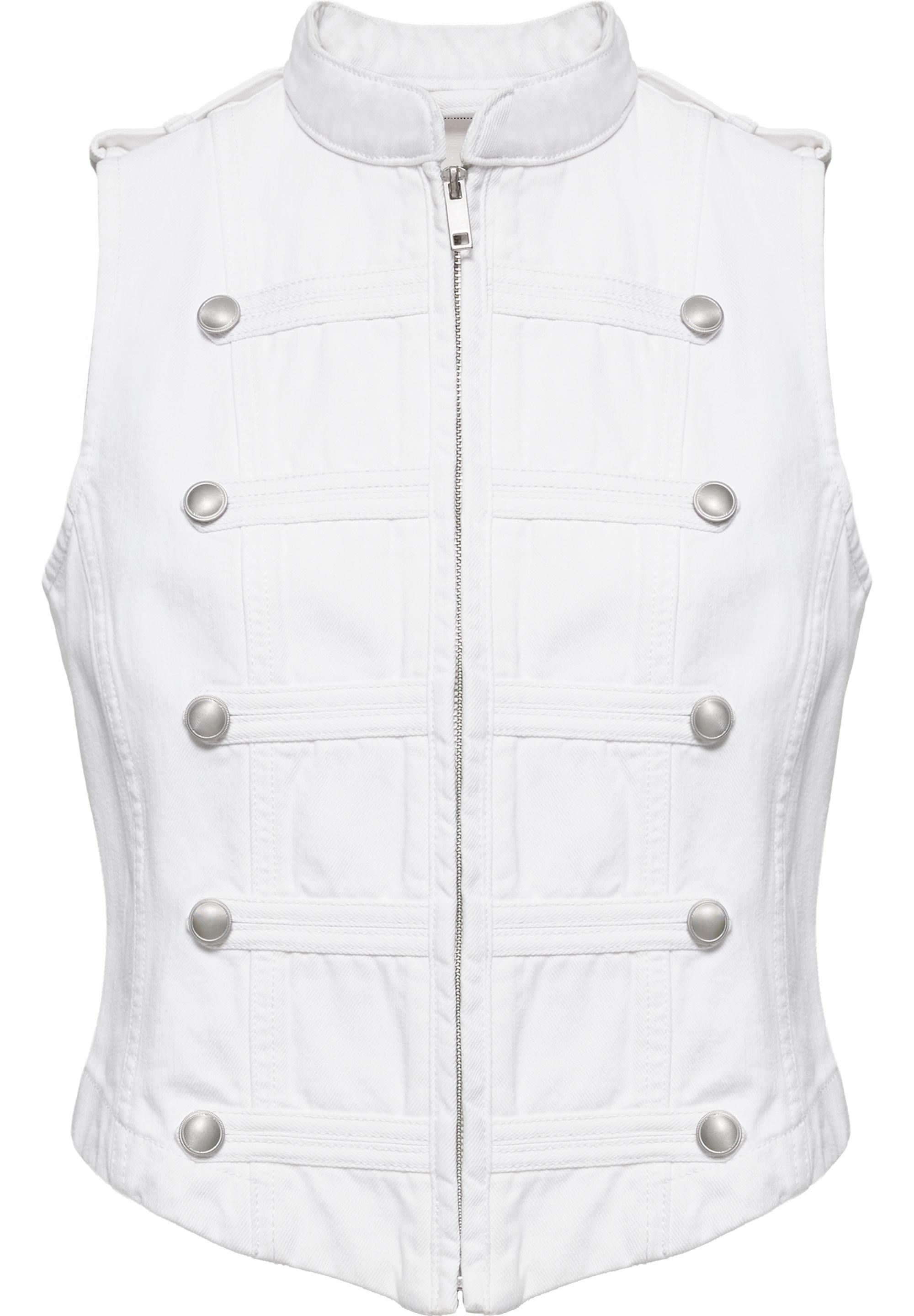 Denim vest with toggle buttons — White