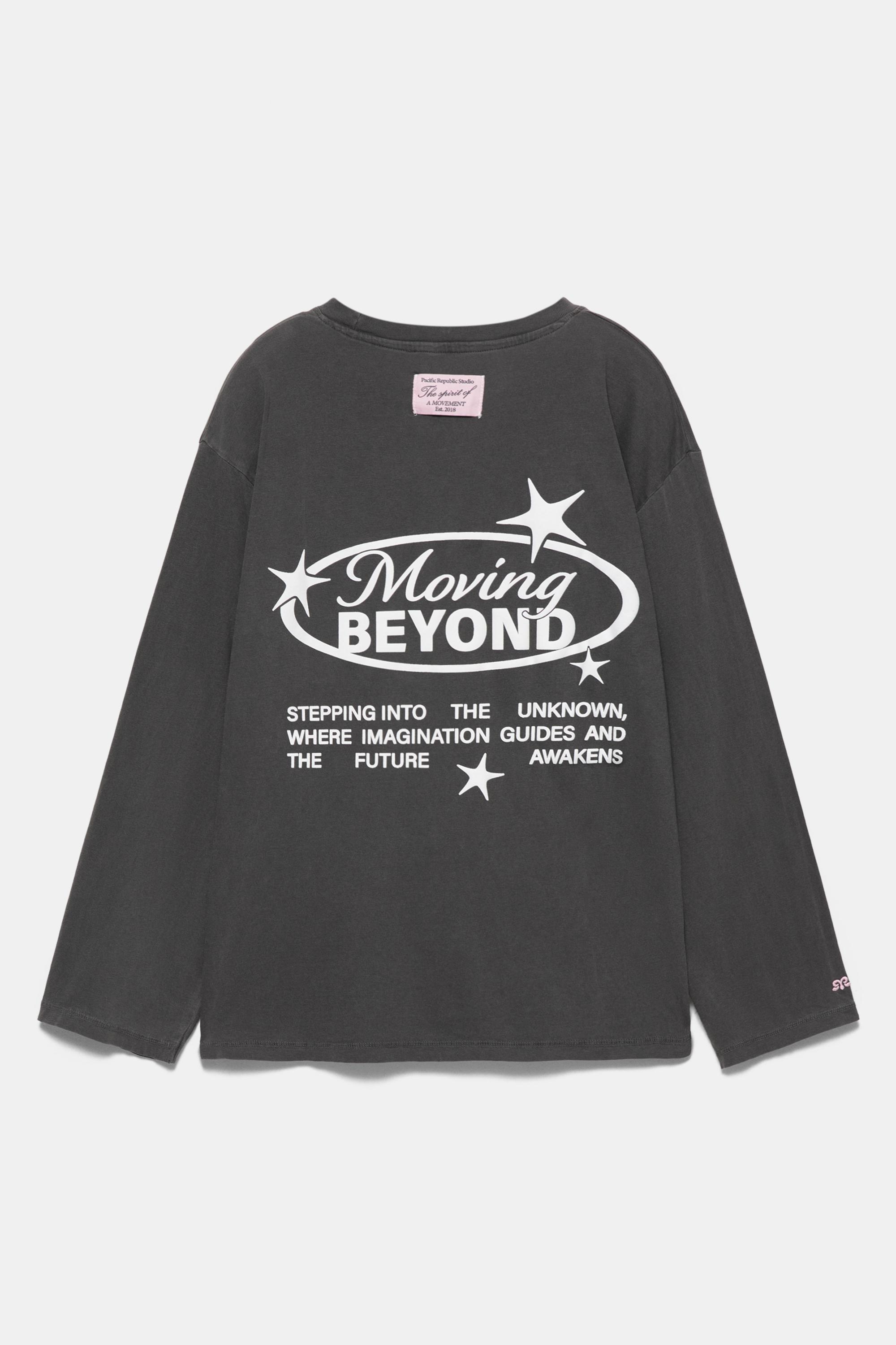 Long sleeve graphic print T-shirt — Faded black