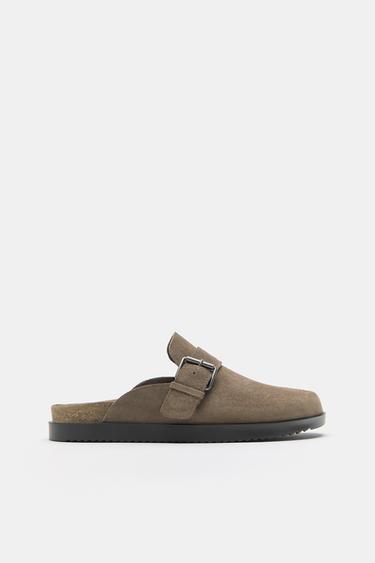 Leather buckle clogs — Brown 1