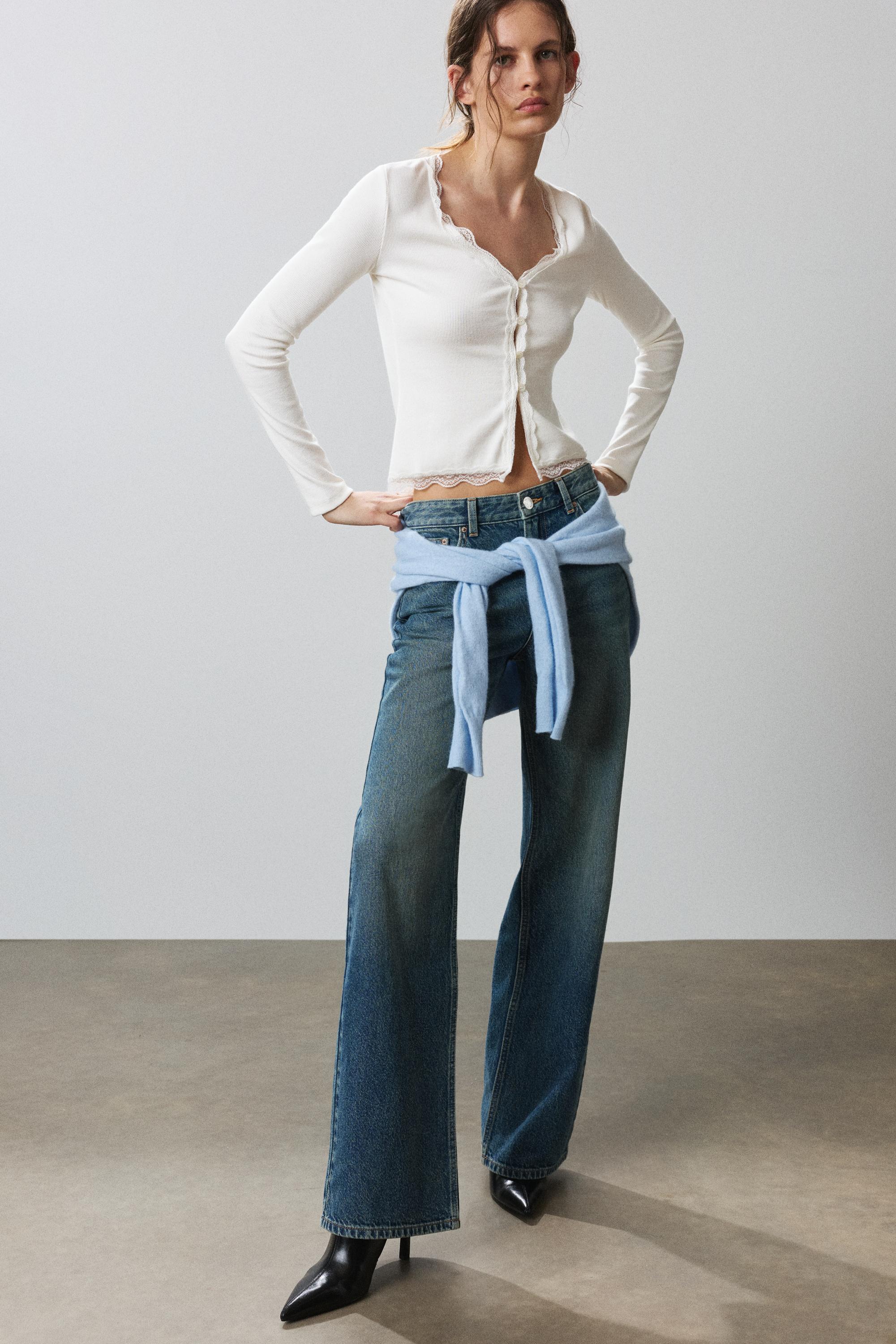 Buttoned lace T-shirt — Ice