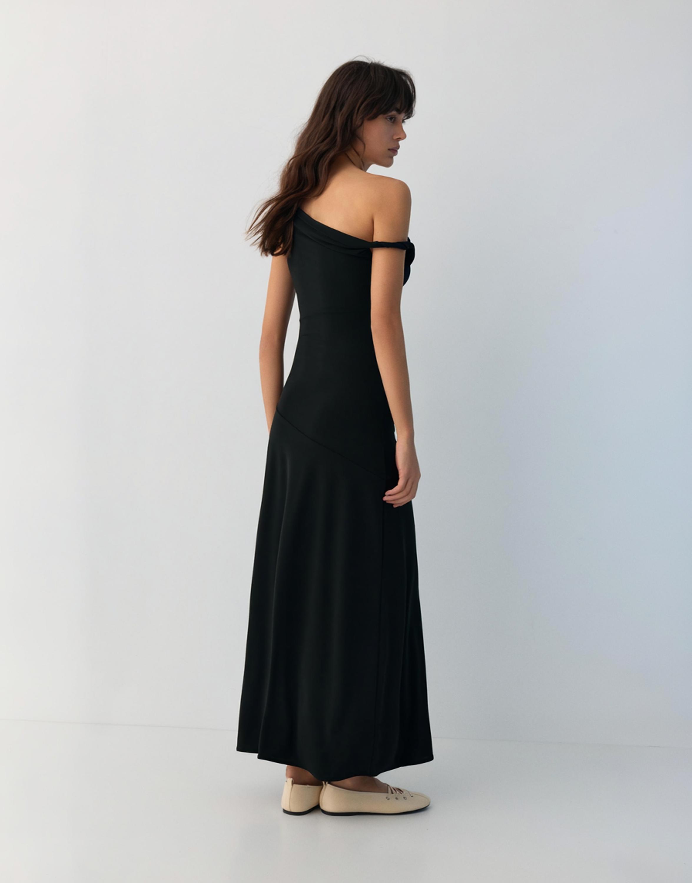 Asimetrik midi elbise - Görsel 9