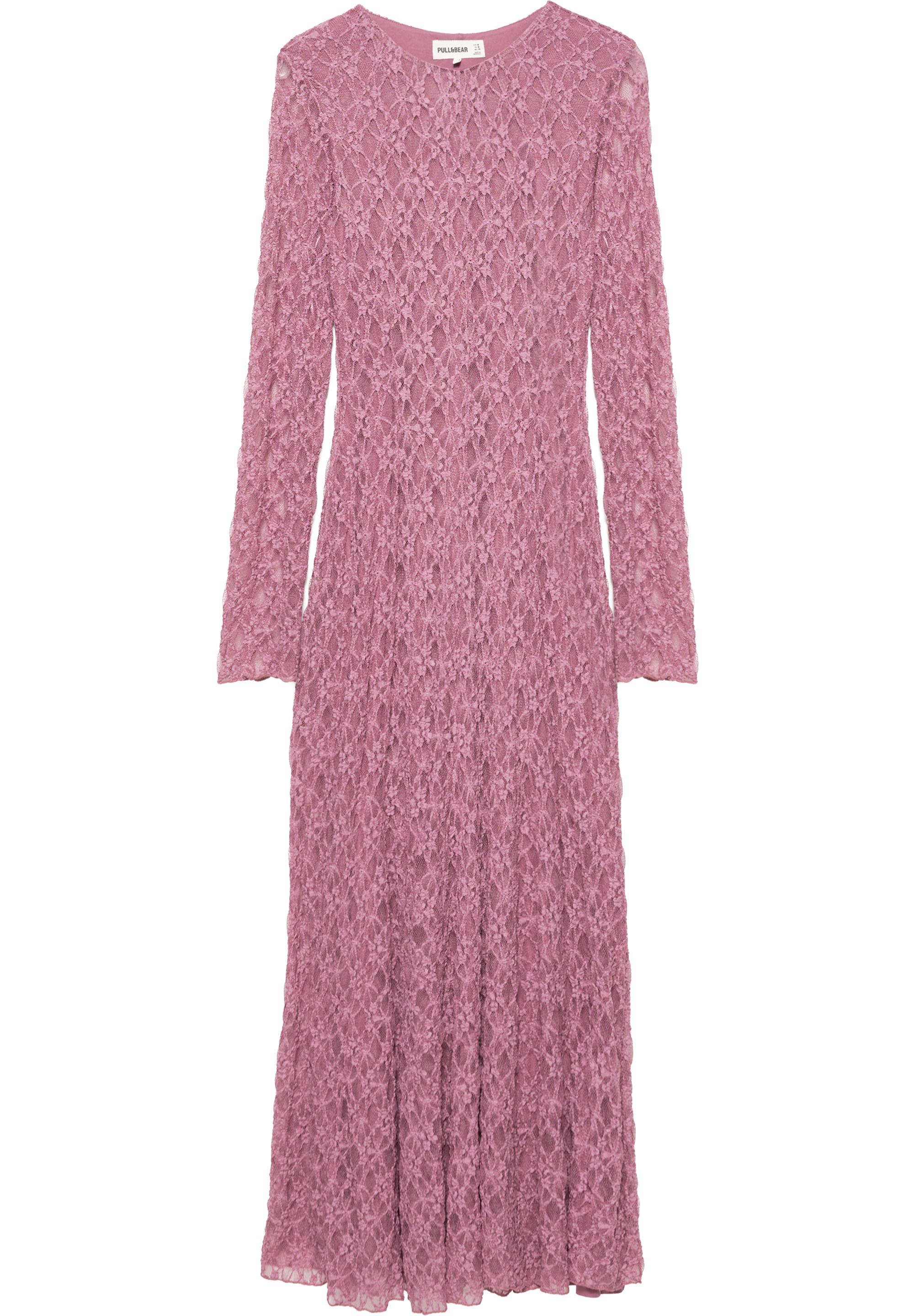 Long sleeve lace dress — Powder mauve
