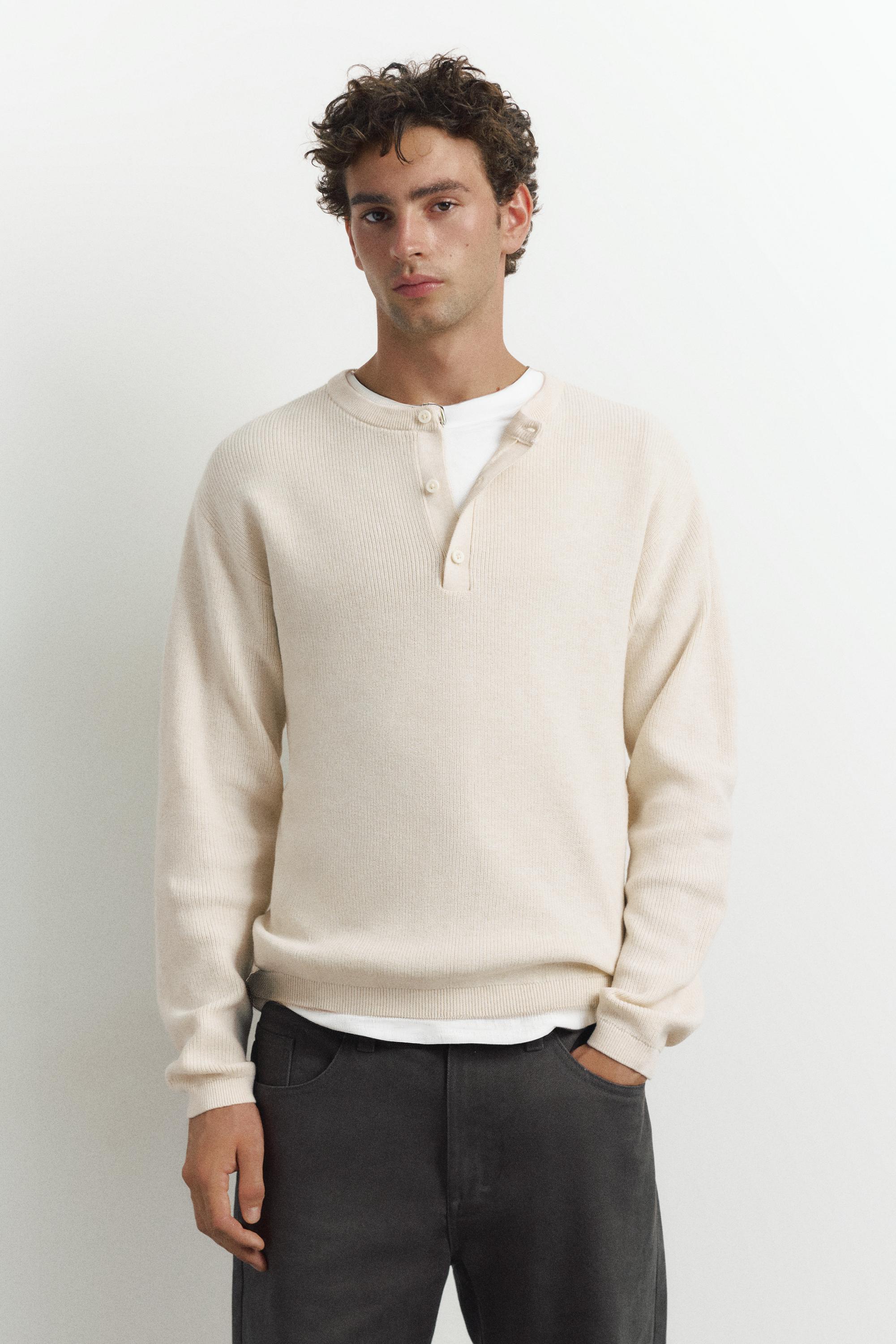 Henley neck jumper — White