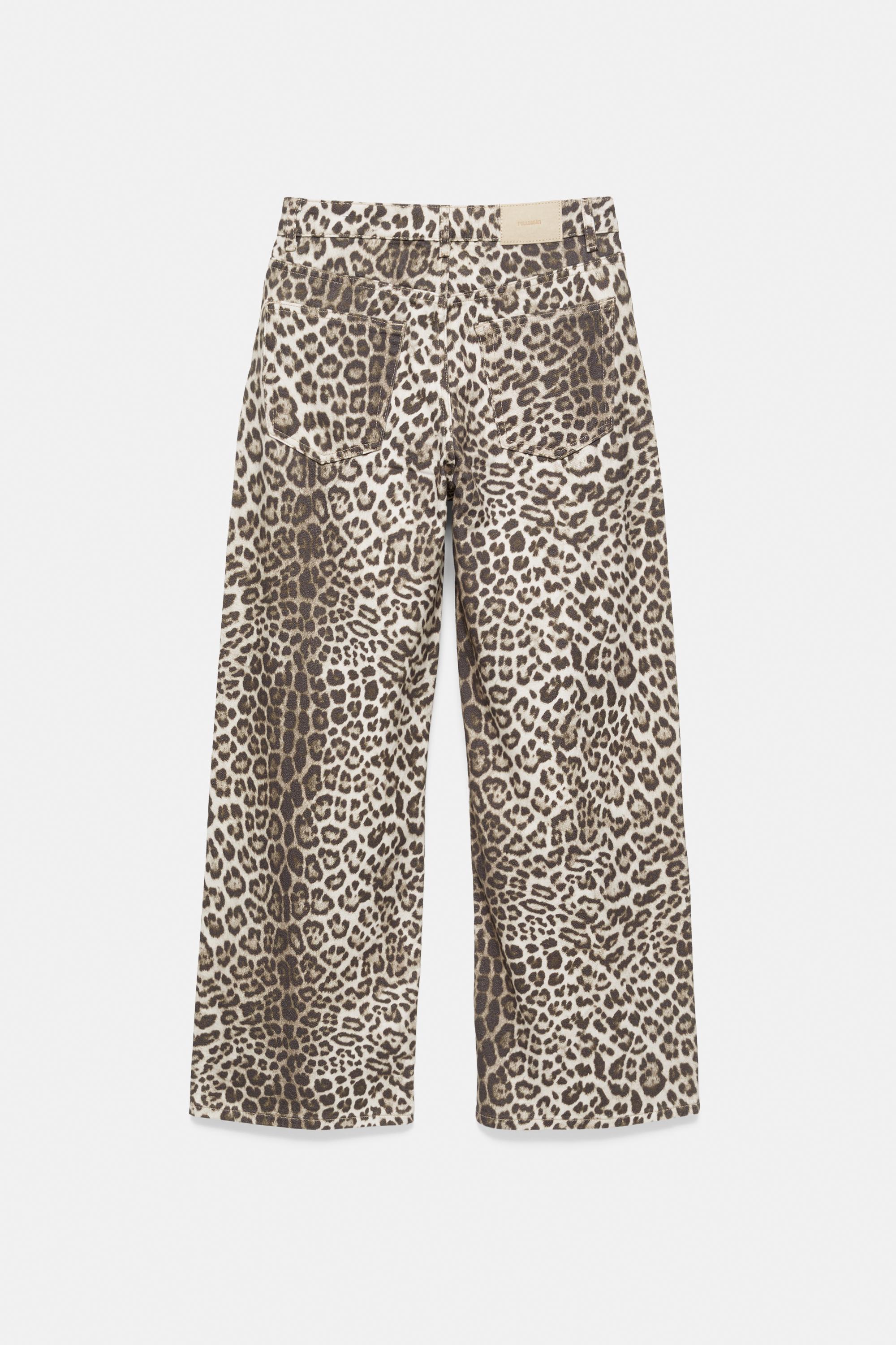 Leopard print baggy jeans — Brown