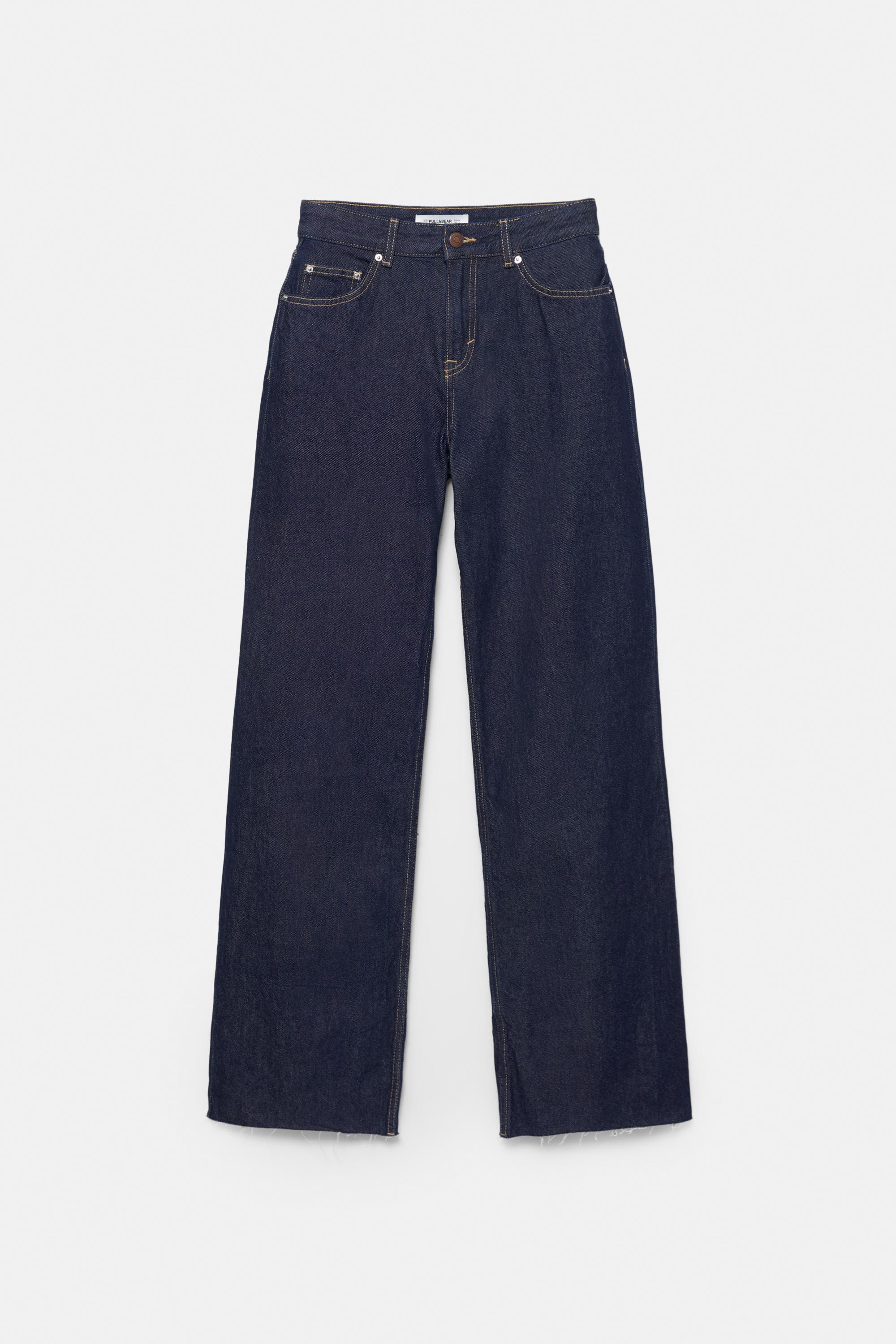 High-waist wide straight-leg jeans — Ink blue