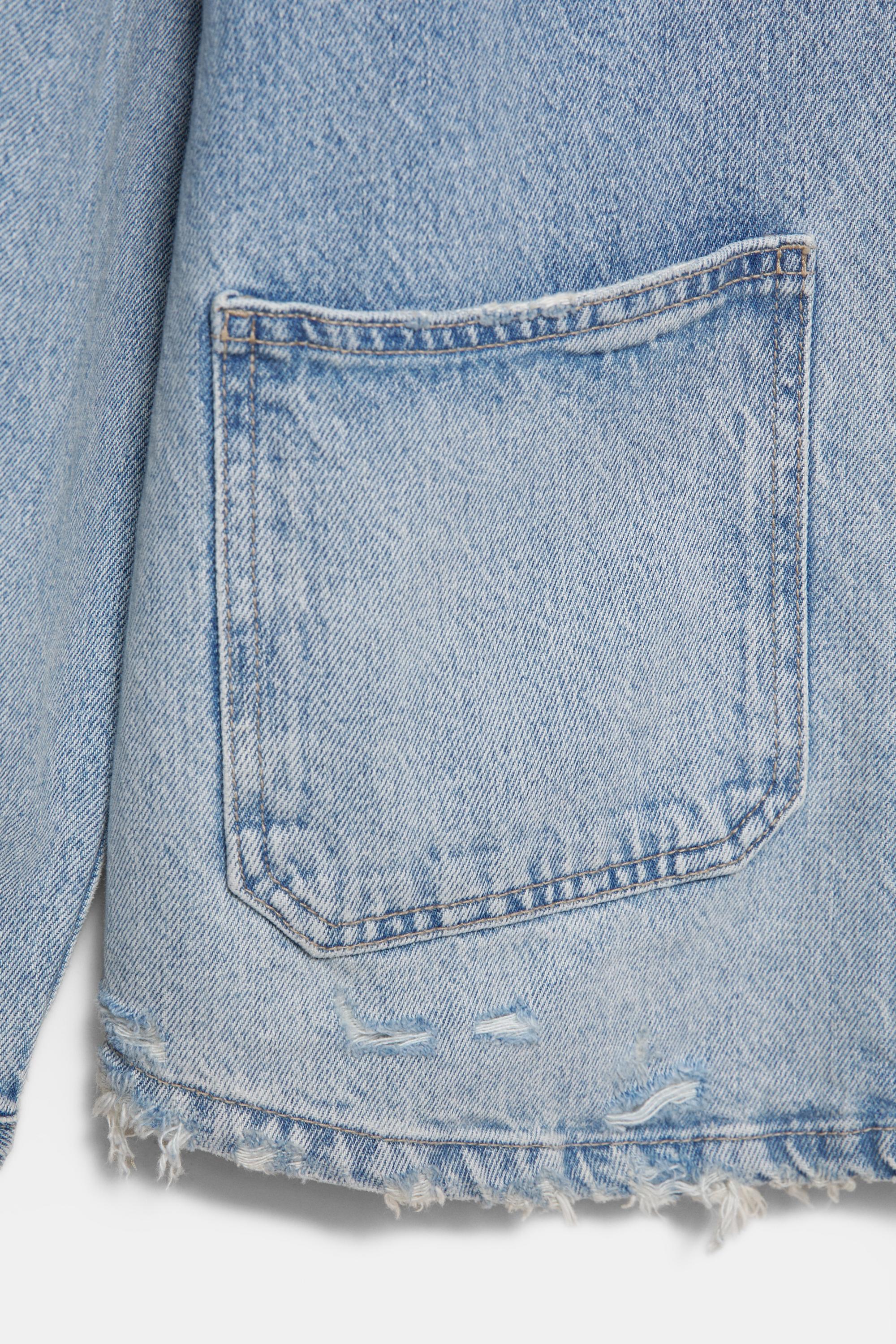 Worker denim ince ceket - Görsel 3