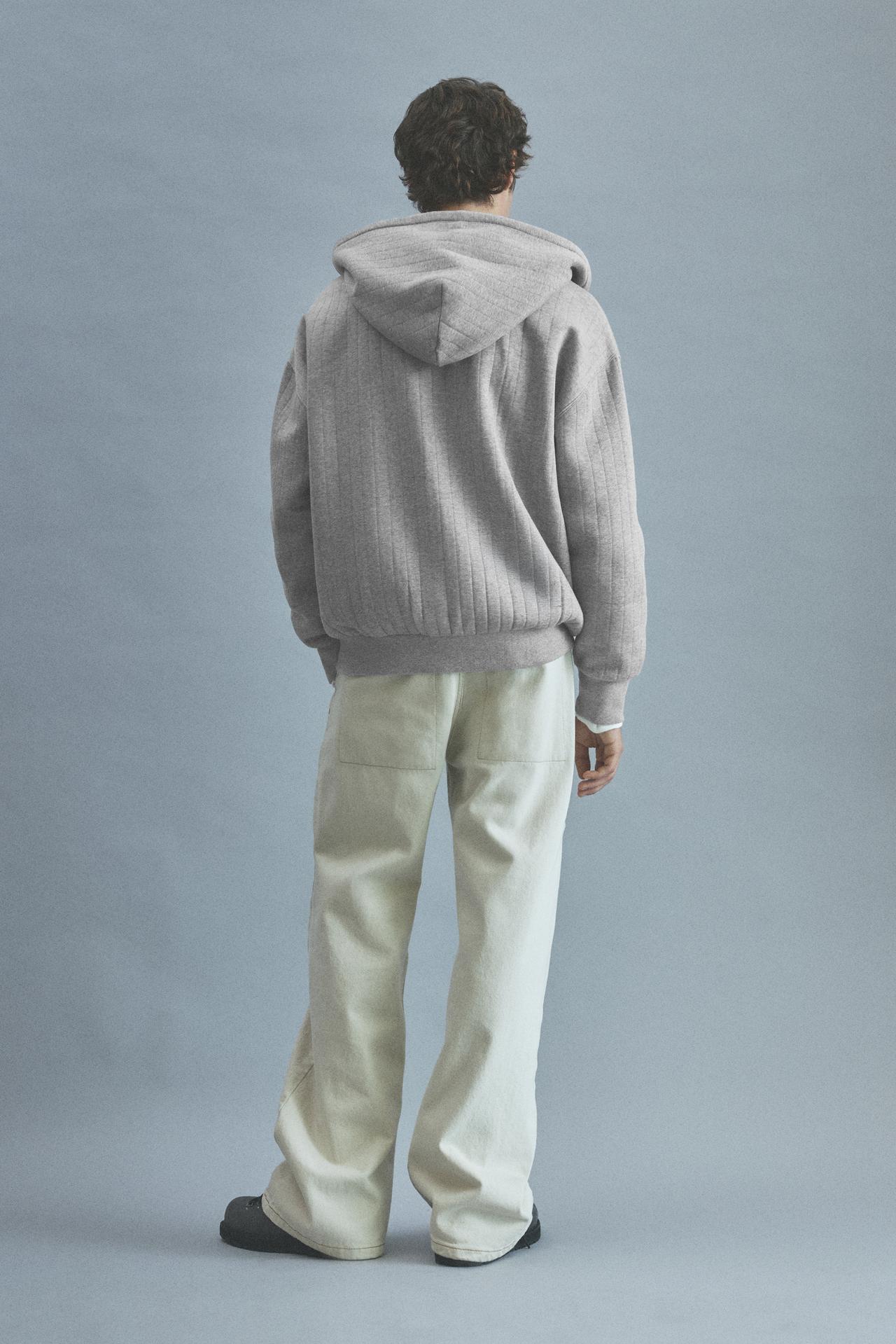 Boxy hoodie with zip — Grey