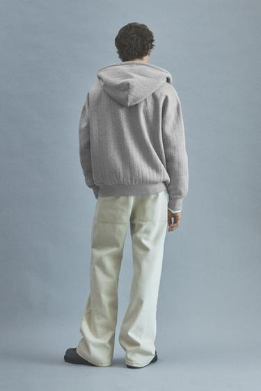 Boxy hoodie with zip — Grey 3