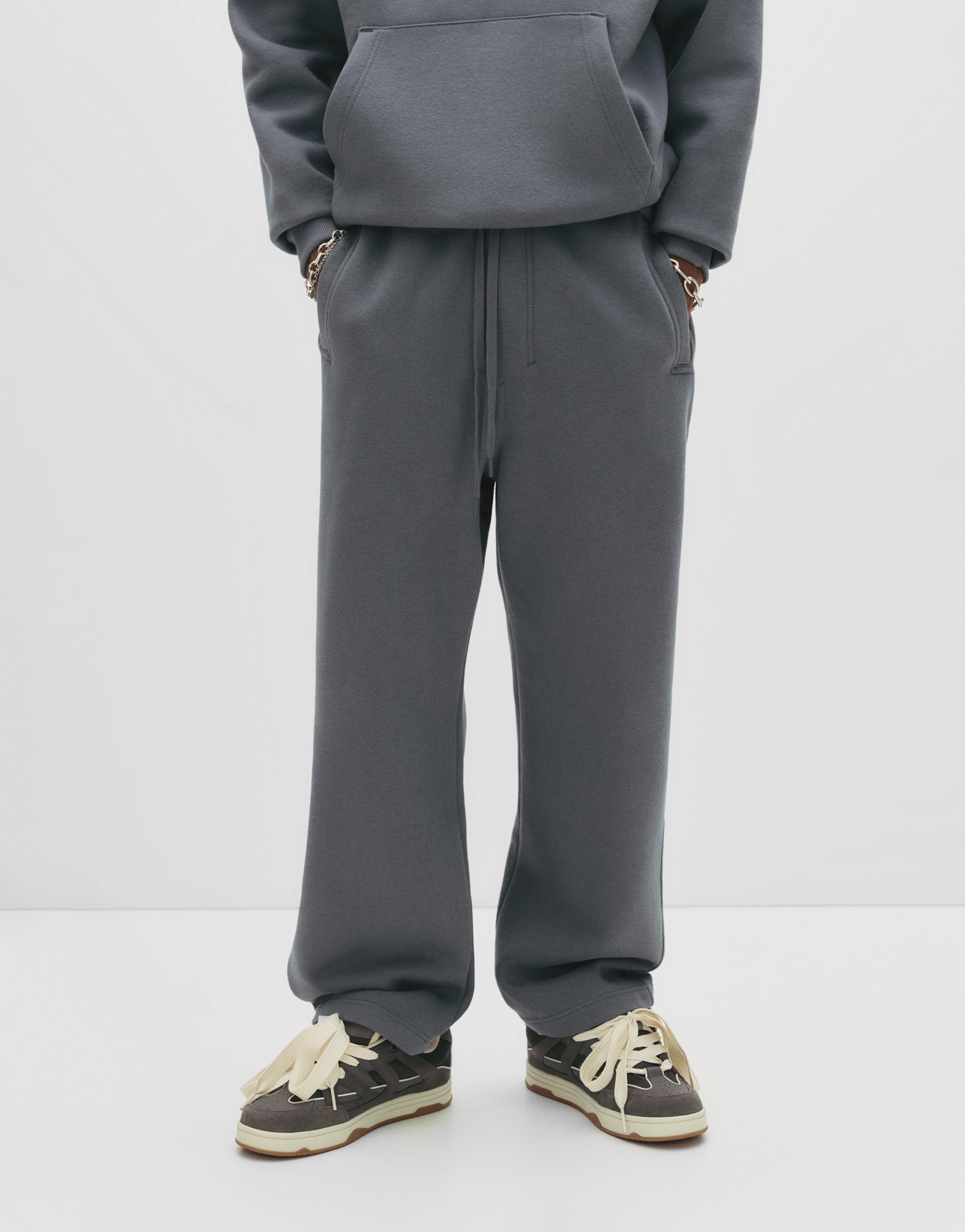 Basic baggy tracksuit bottoms — Grey blue